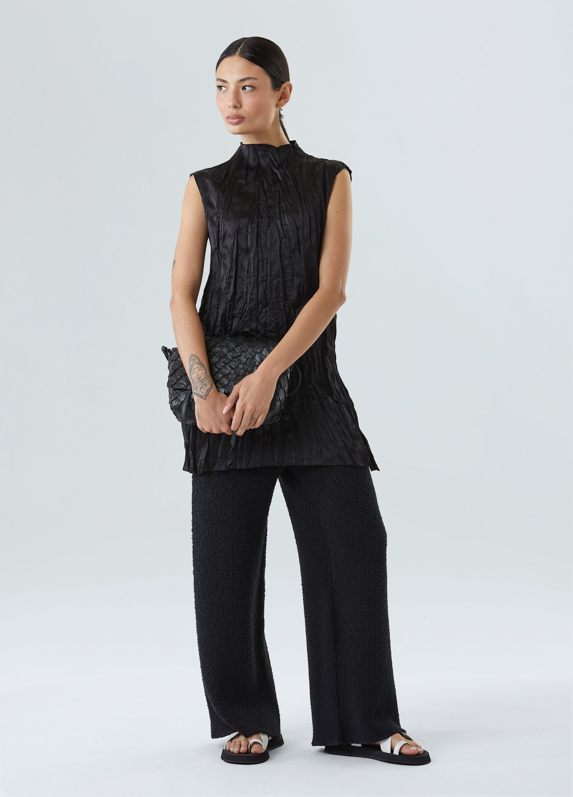 Blusa wrinkled satin