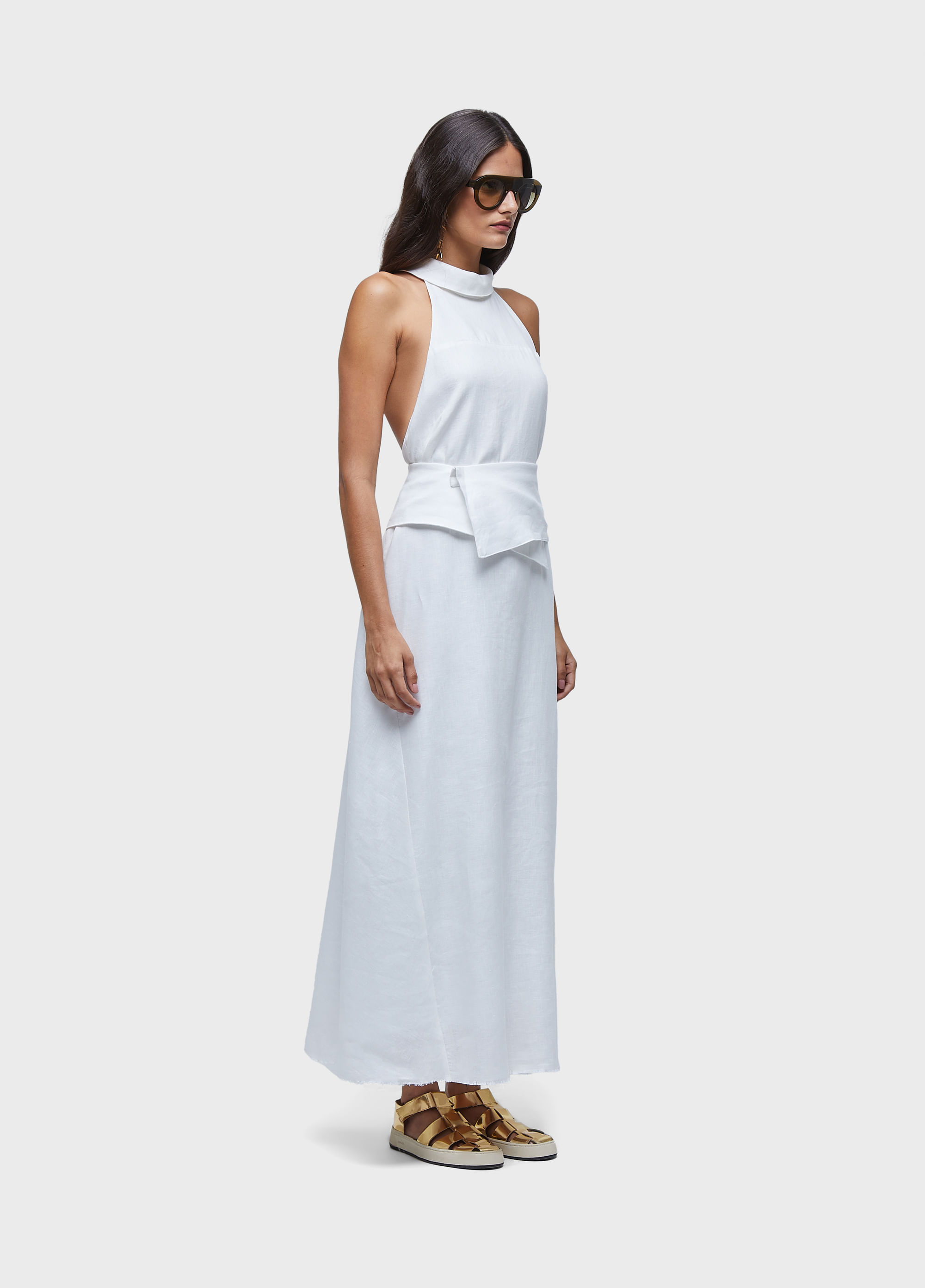 Vestido longo smoking