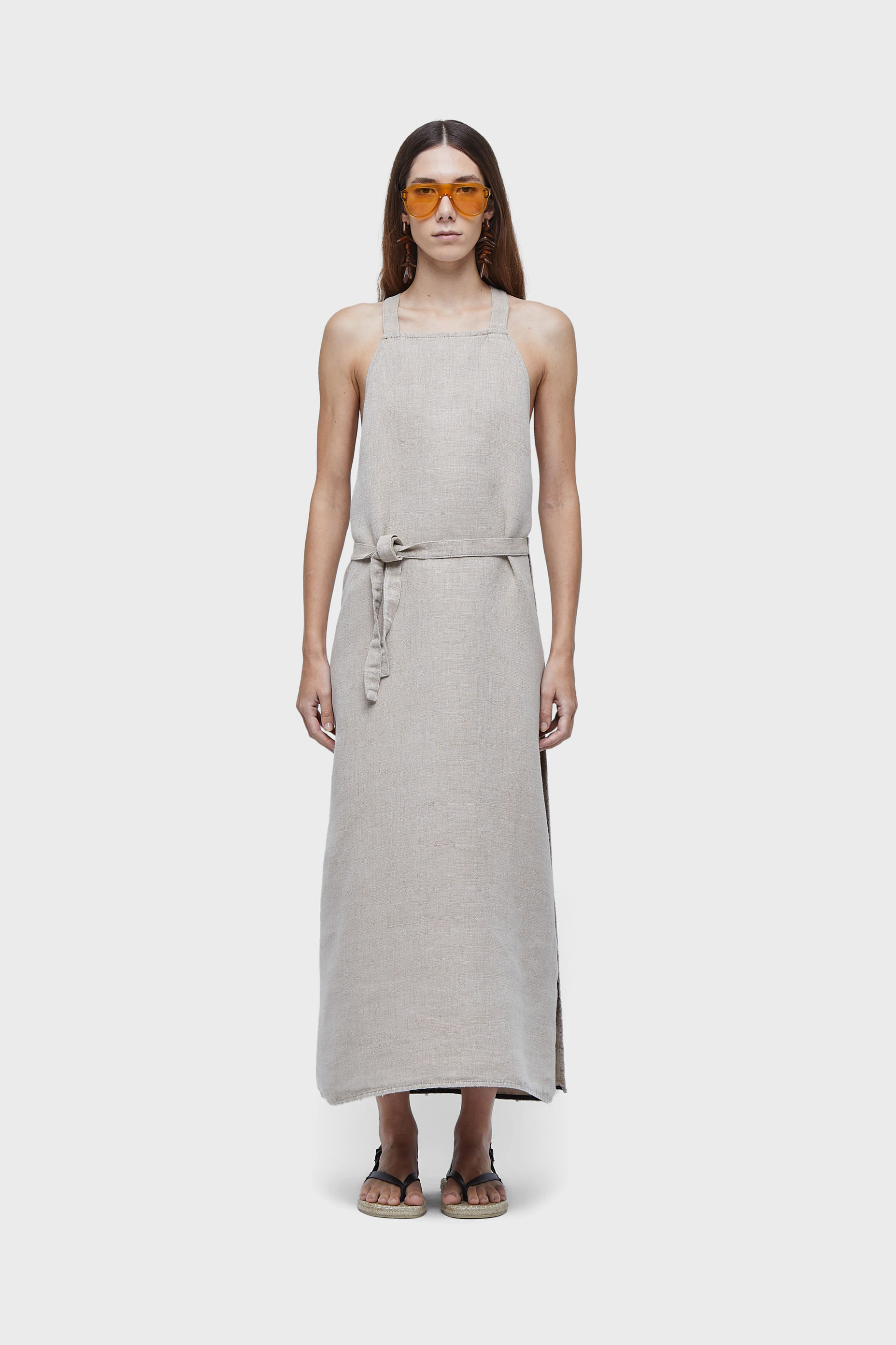 Vestido transpasse juta long double face