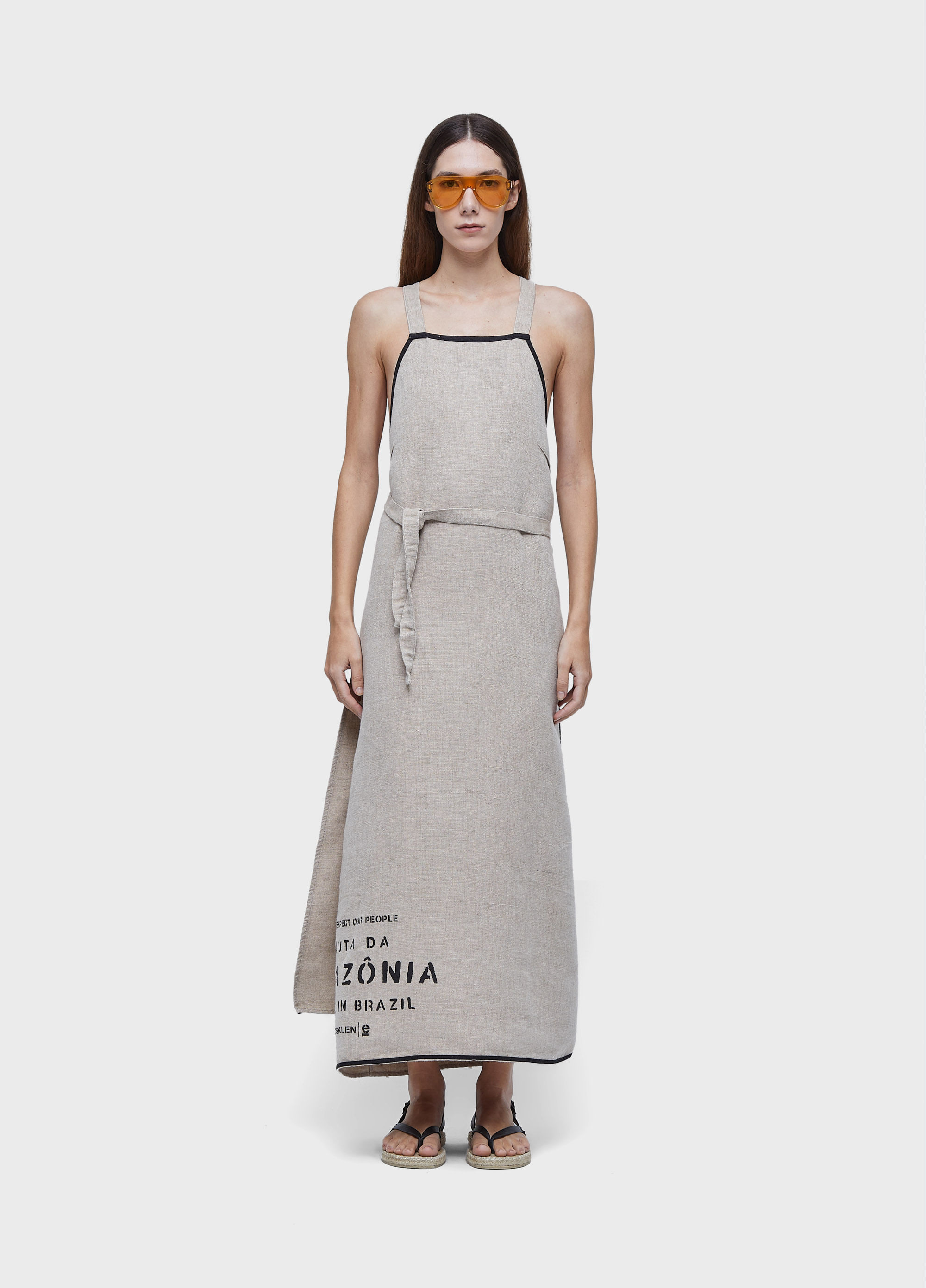 Vestido transpasse juta long double face