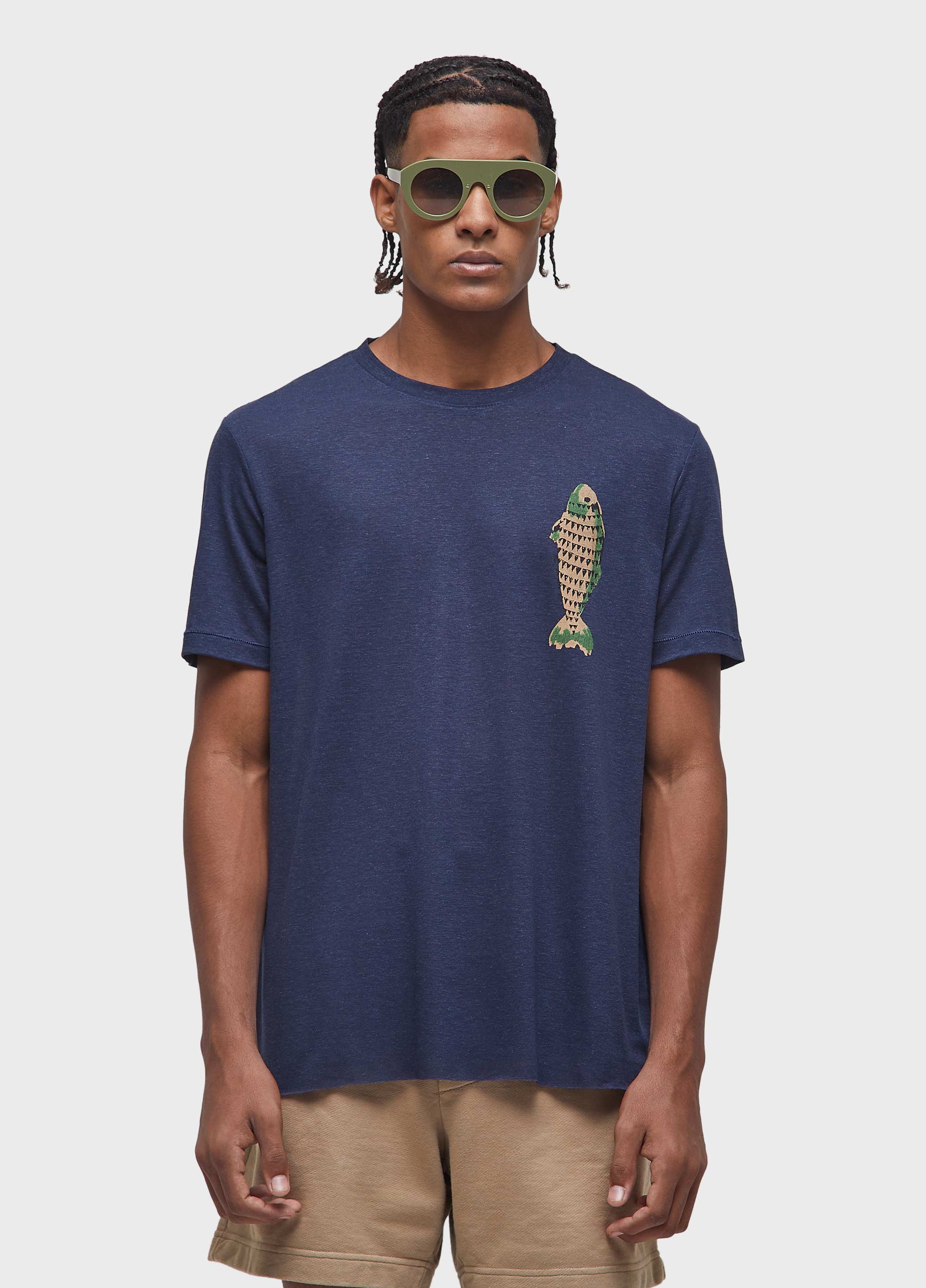 T-shirt light linen fish