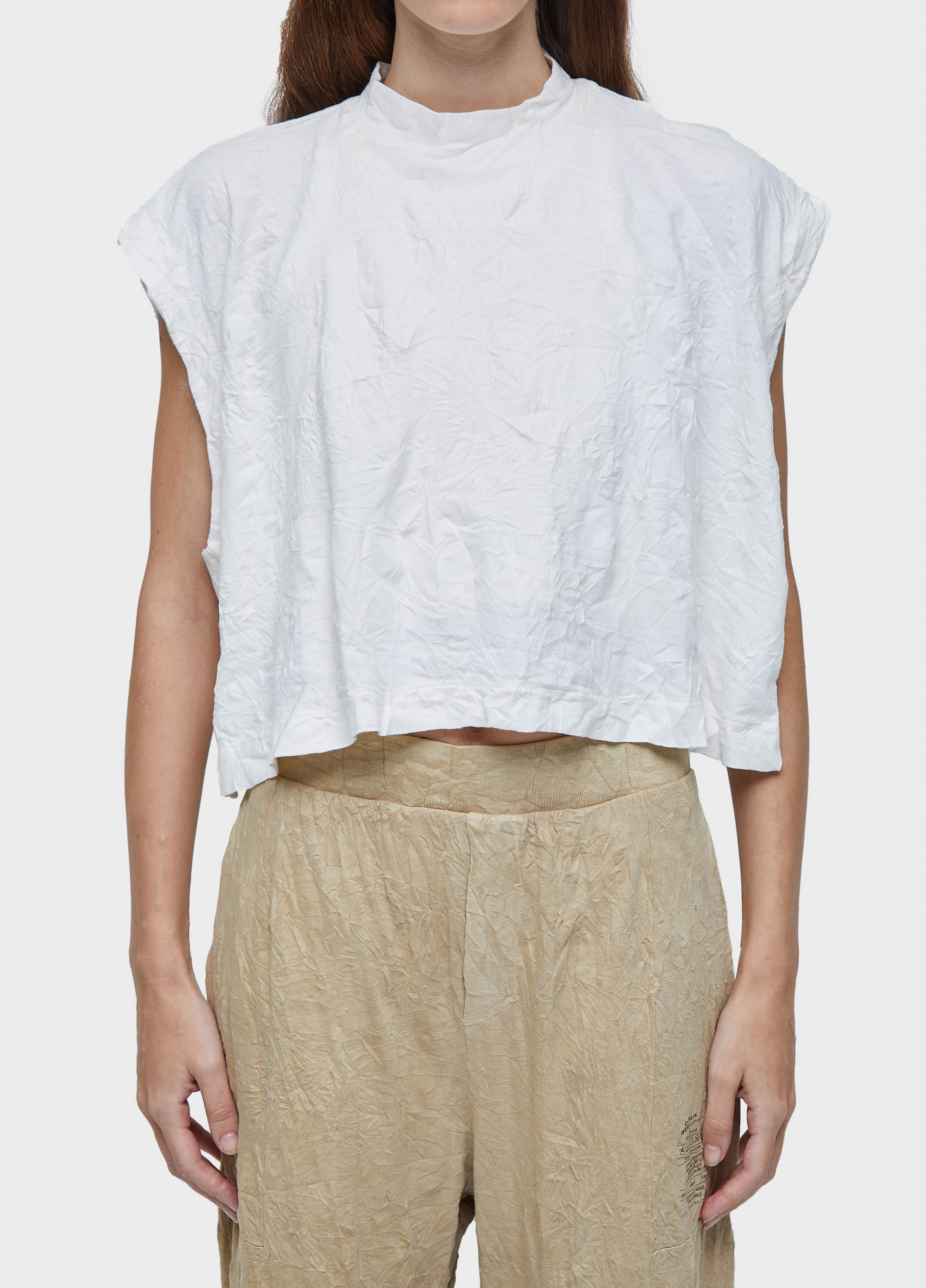 Blusa cropped duo colete wrinkled