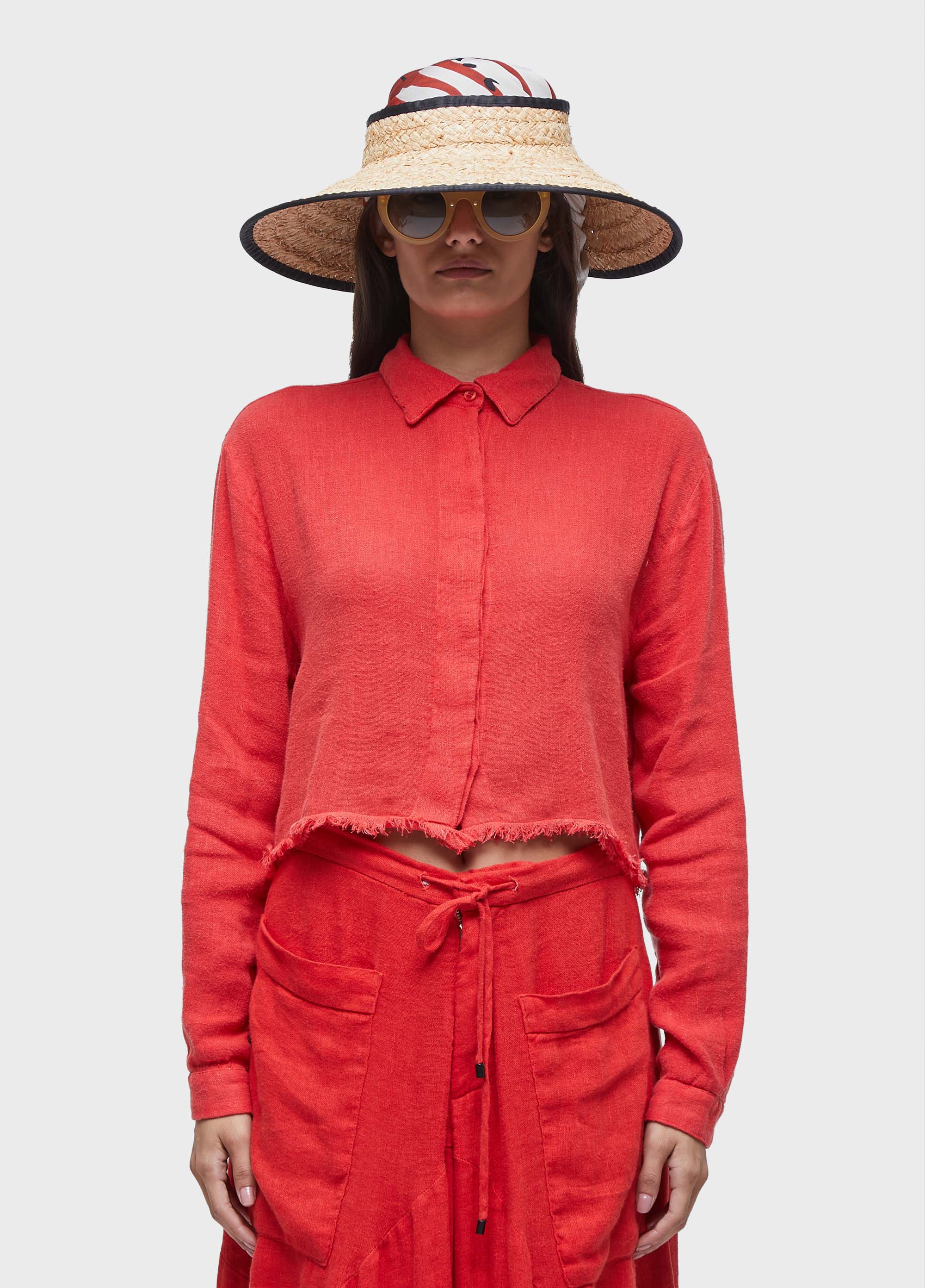 Camisa cropped linho reciclado