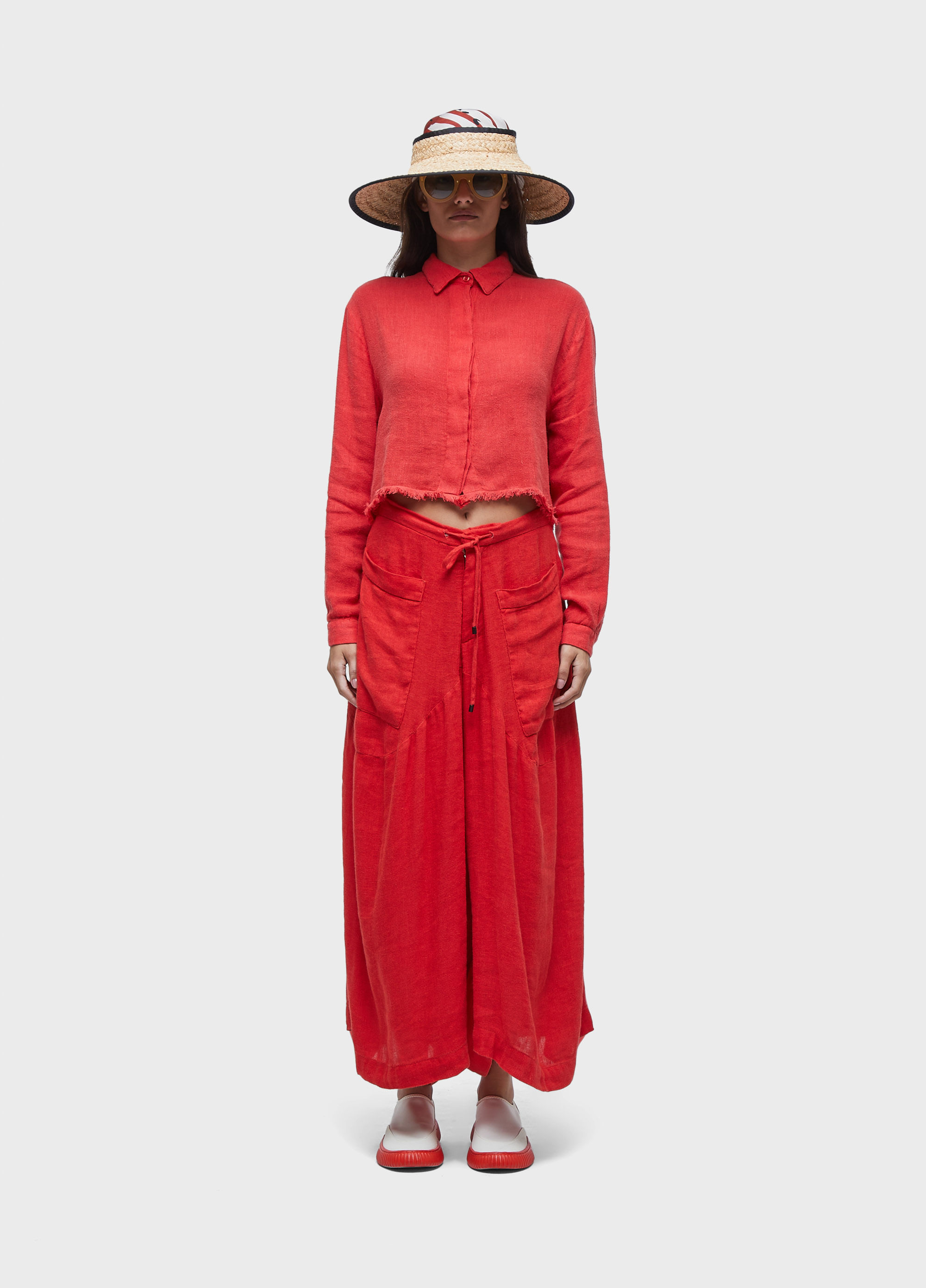 Camisa cropped linho reciclado