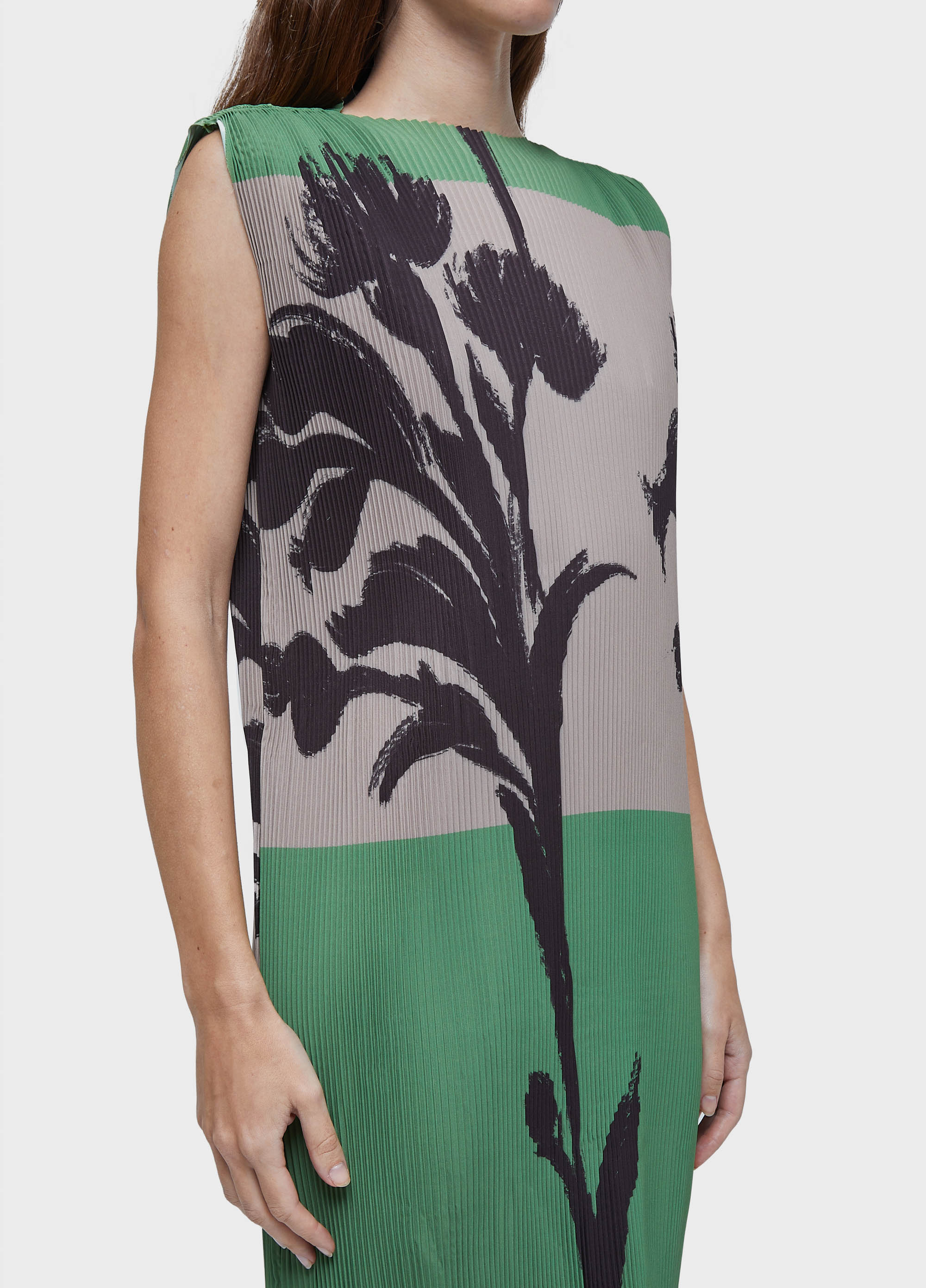 Vestido curto plissado nipo