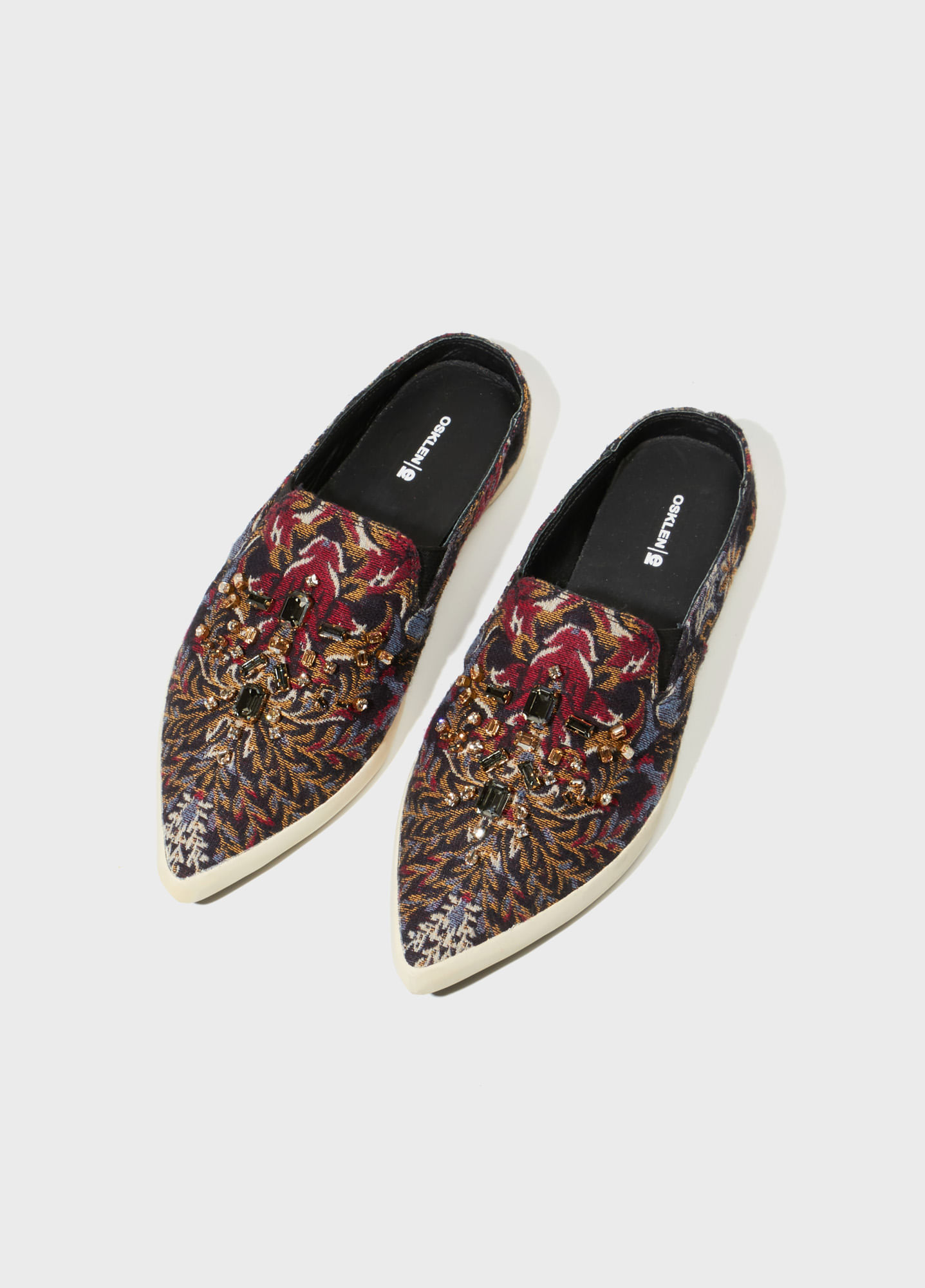Mule vidigal jacquard origem bordado
