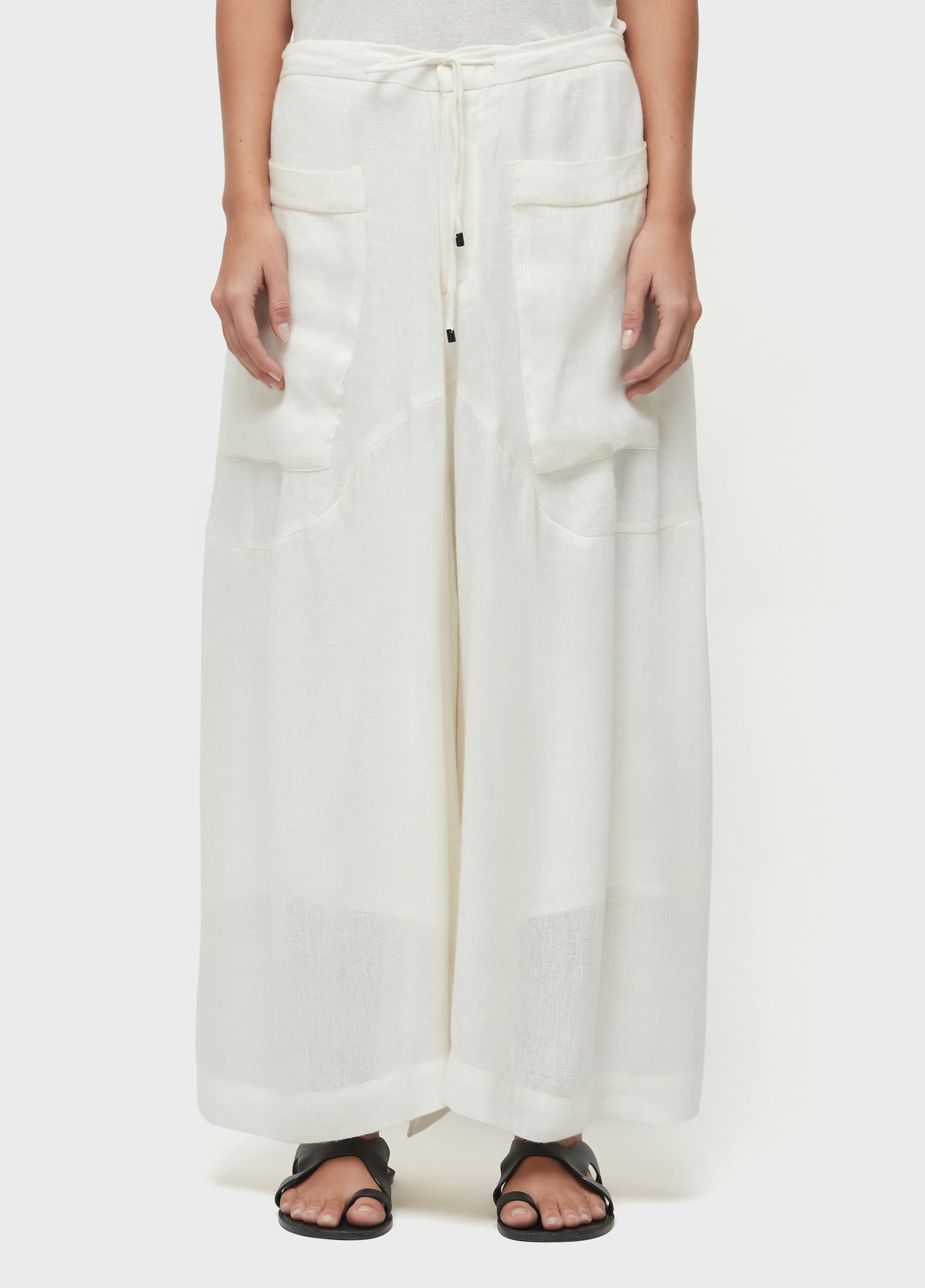 Calça ampla linho reciclado
