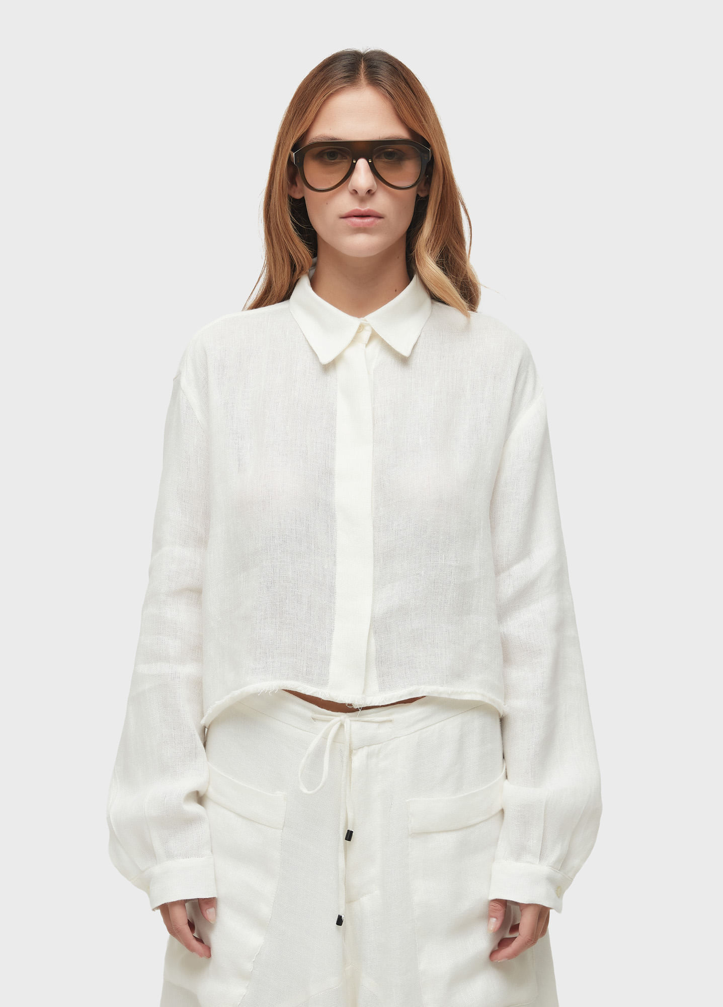 Camisa cropped linho reciclado