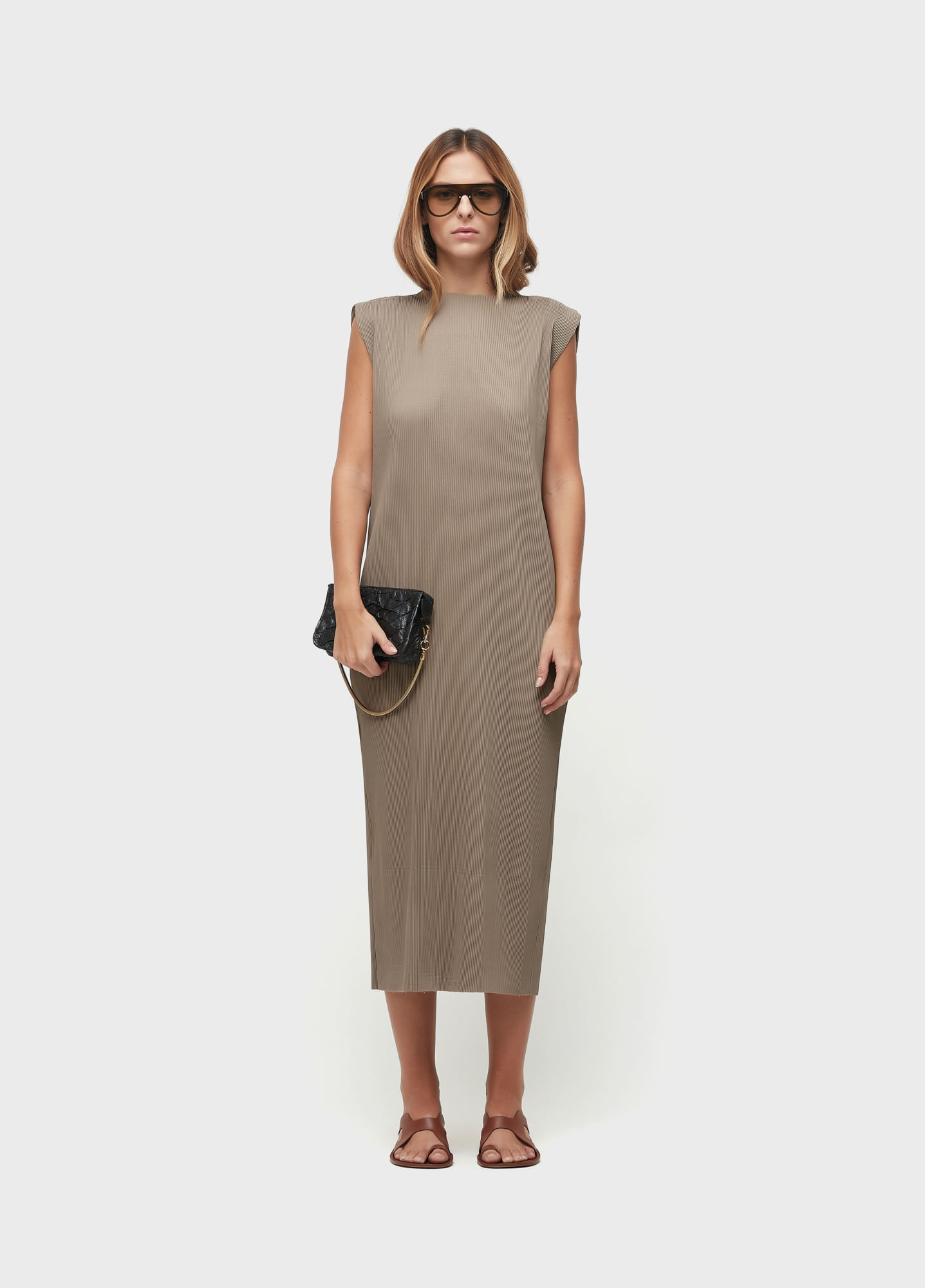 Vestido plissado long