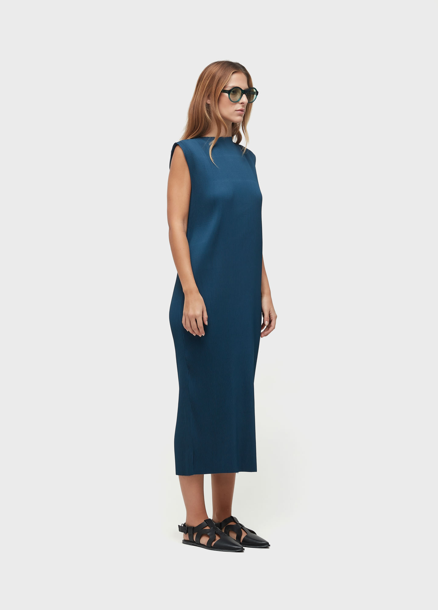 Vestido plissado long
