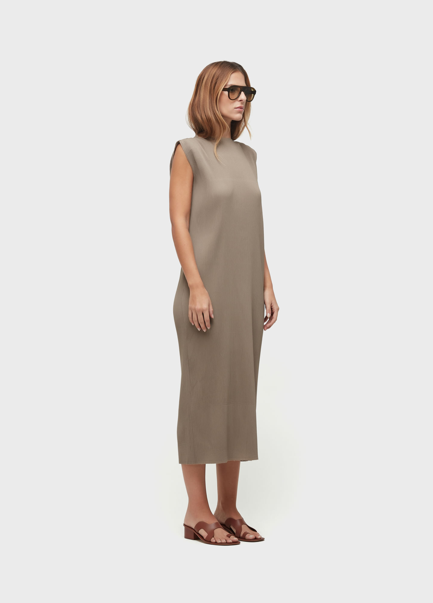 Vestido plissado long