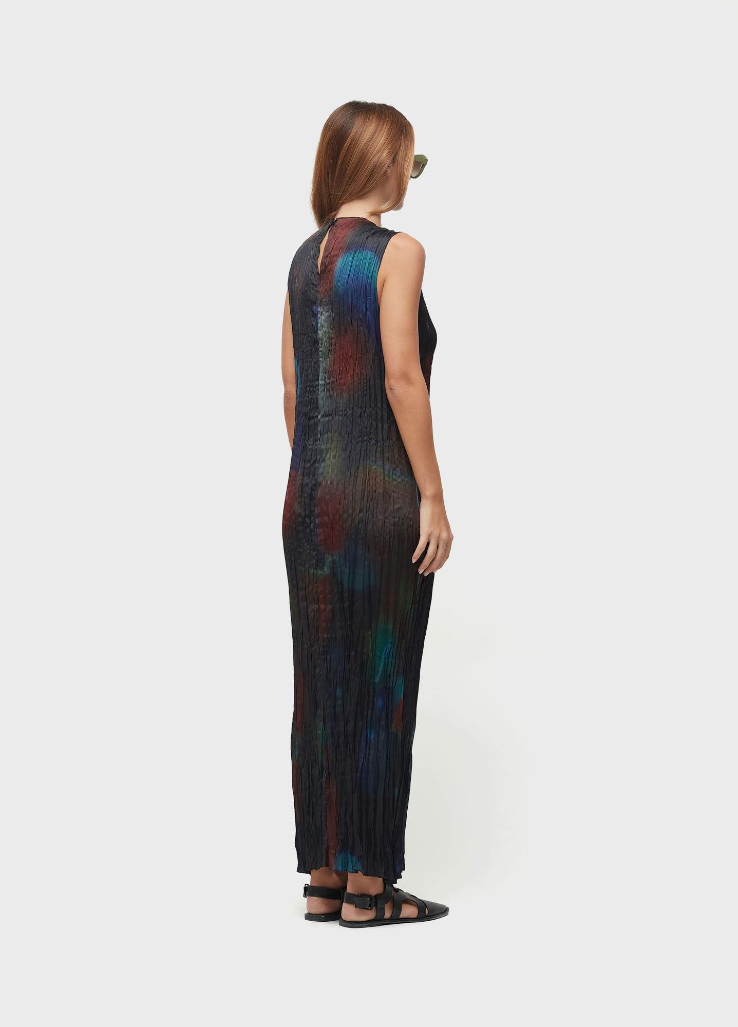 Vestido wrinckled satin rose blur double