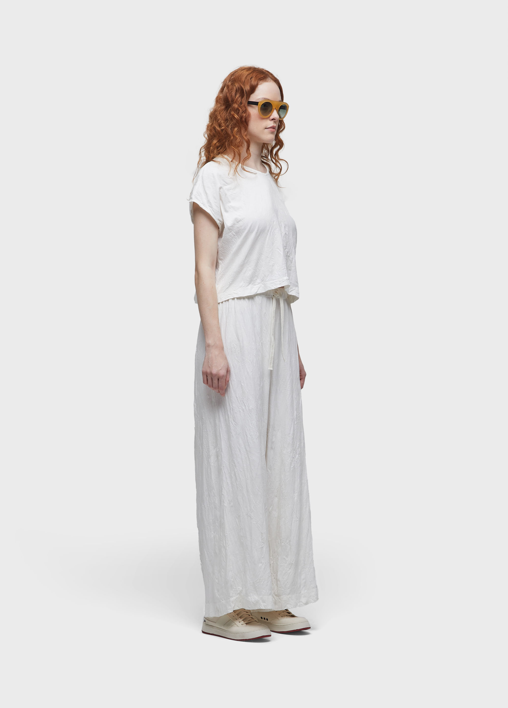 Blusa cropped wrinkled