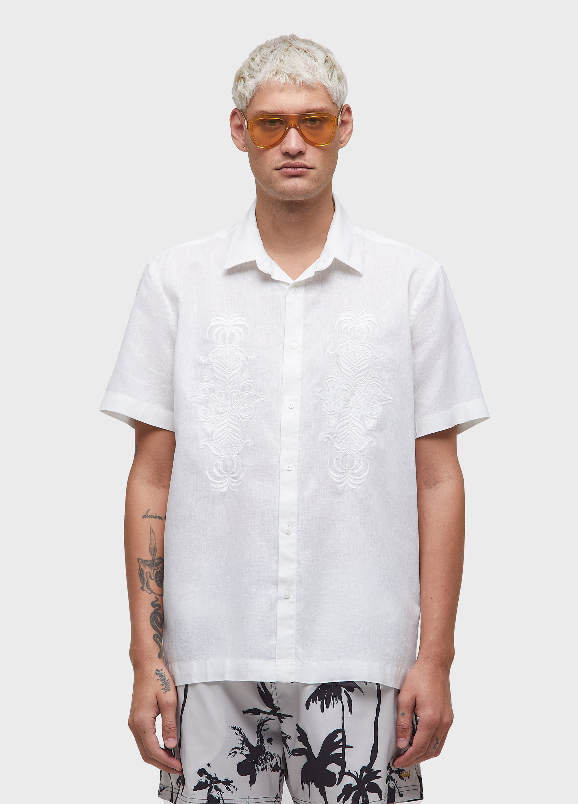 Camisa bordado linen arabesco