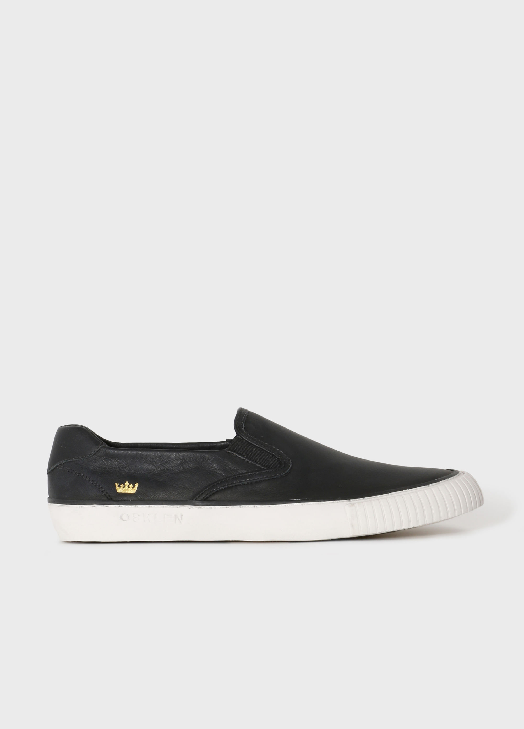 Tênis canvas slip on couro