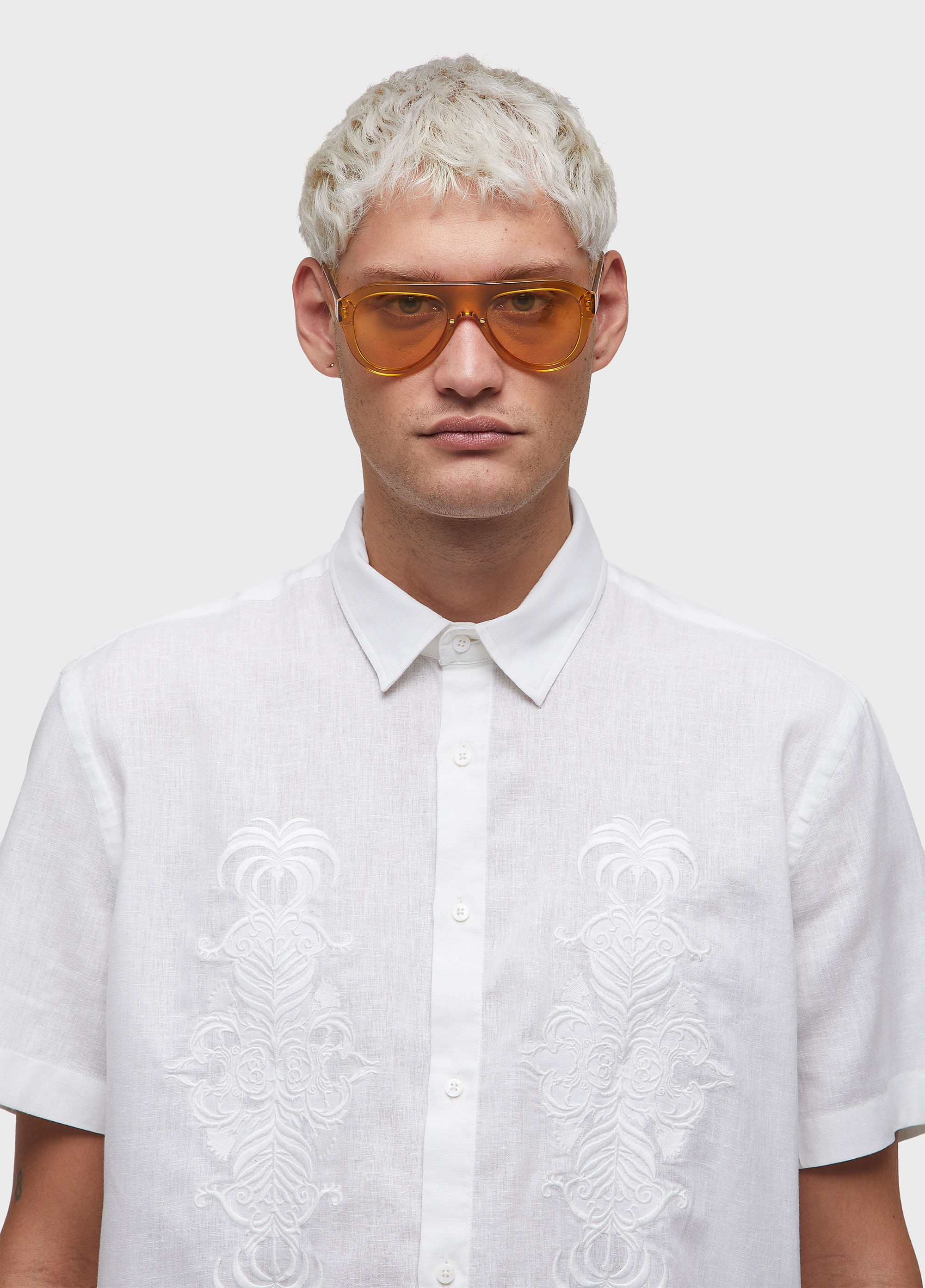 Camisa bordado linen arabesco