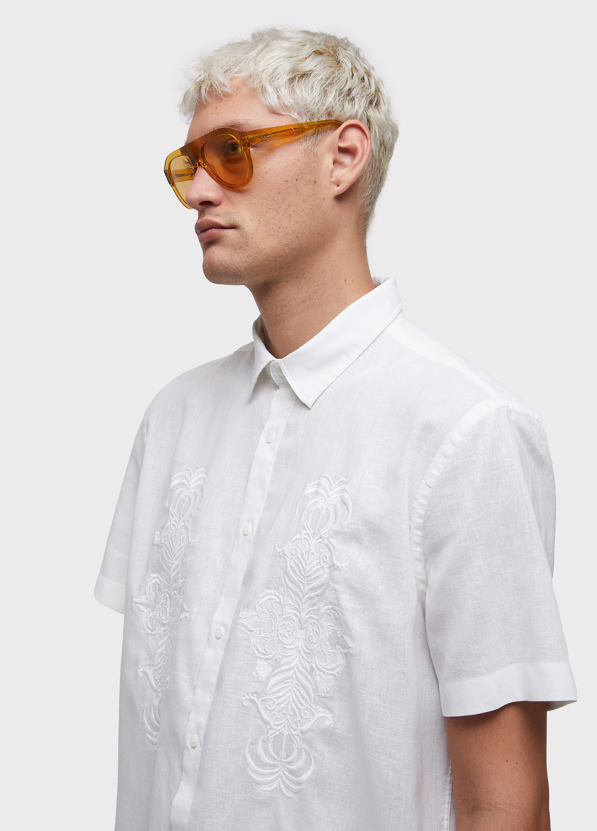 Camisa bordado linen arabesco
