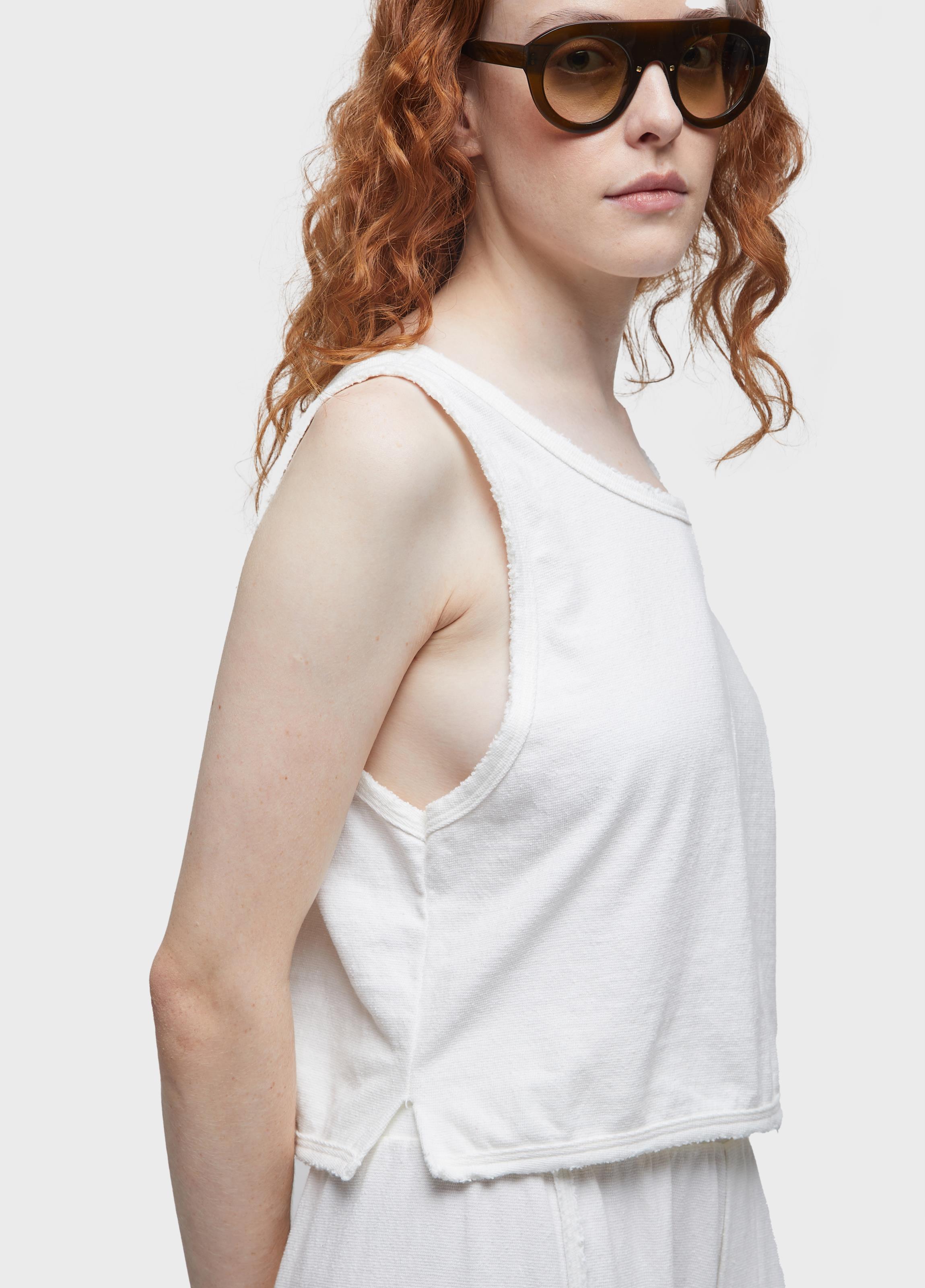 Top cropped rustico desfiado