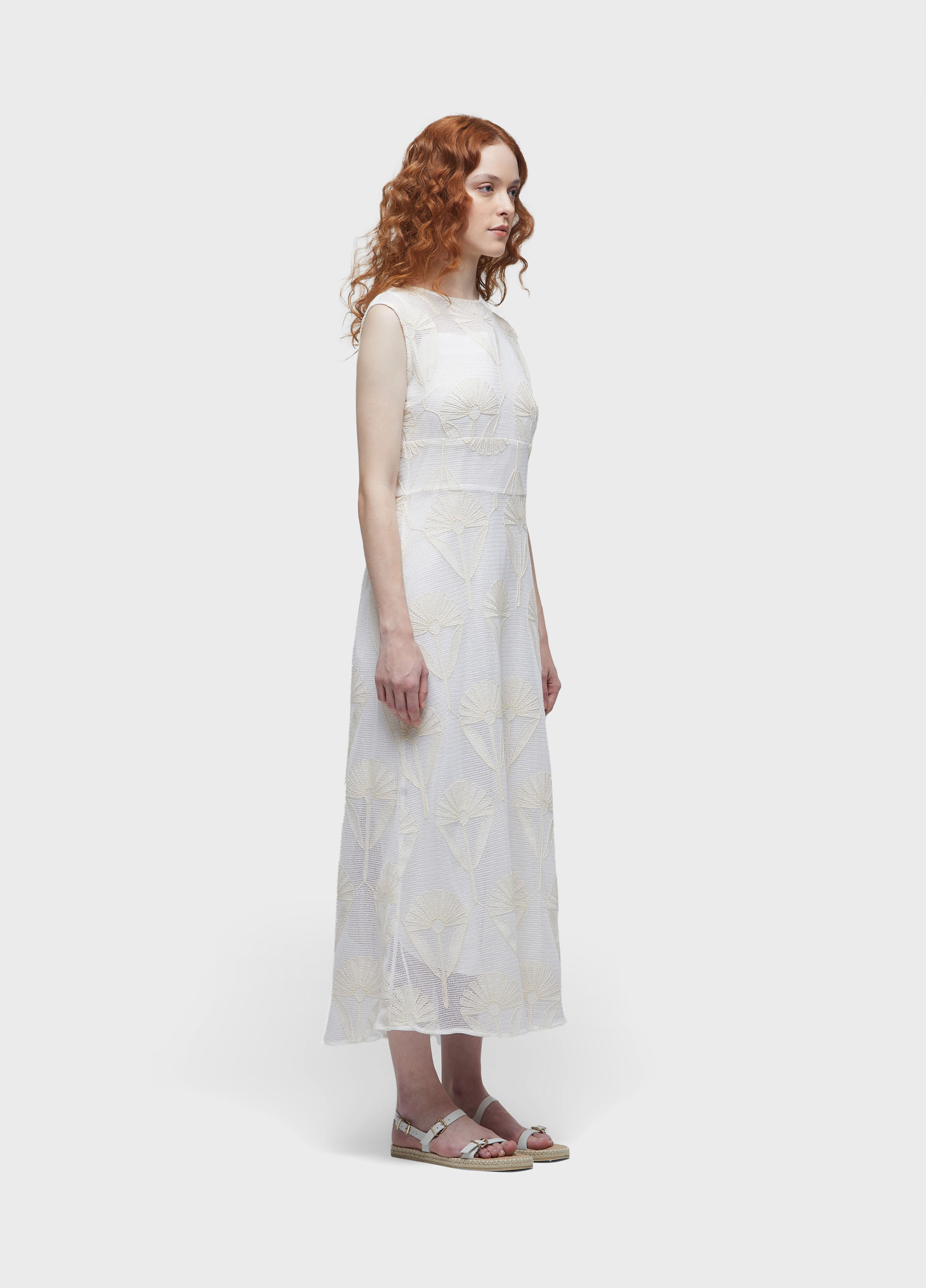 Vestido tela bordada sun flower