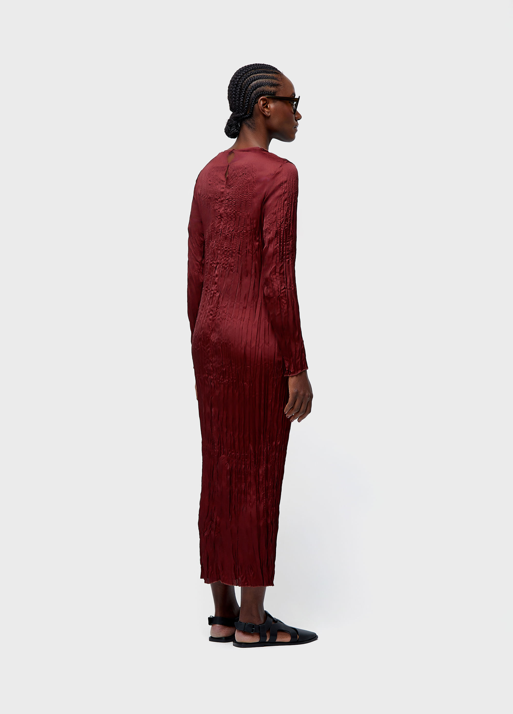 Vestido longo  wrinkled satin double
