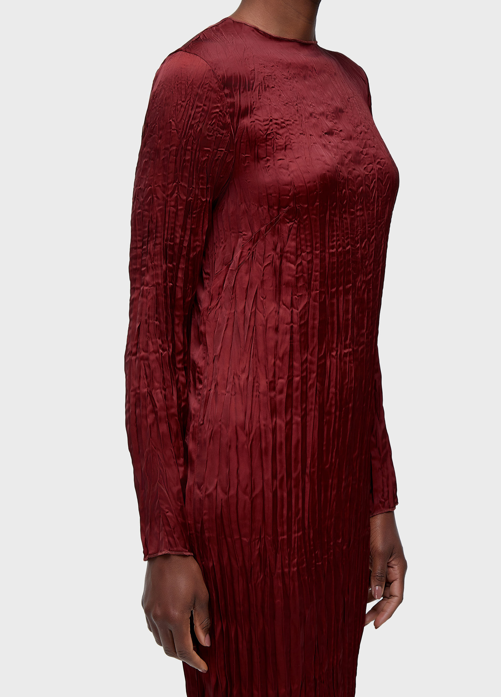 Vestido longo  wrinkled satin double