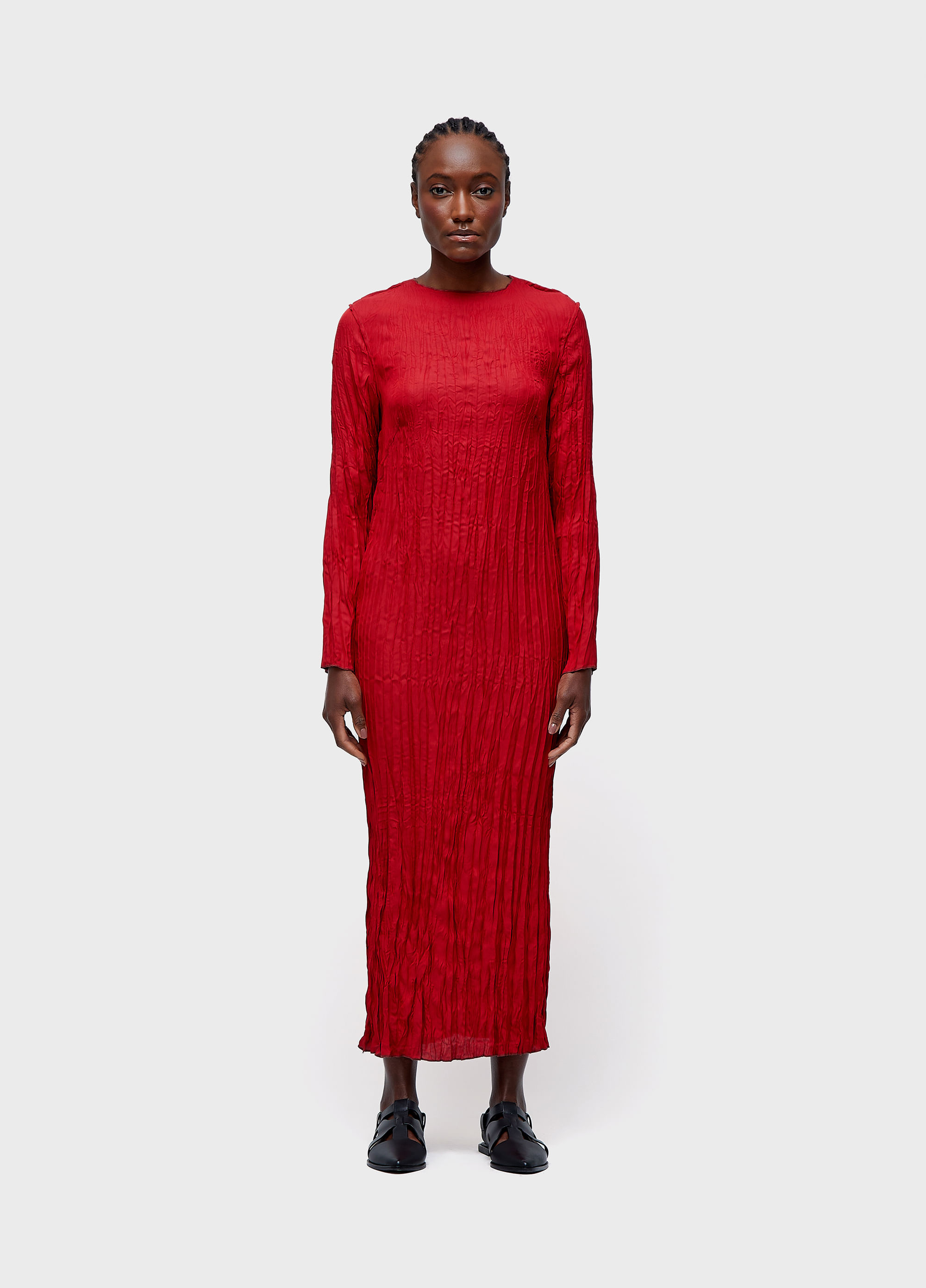 Vestido longo  wrinkled satin double