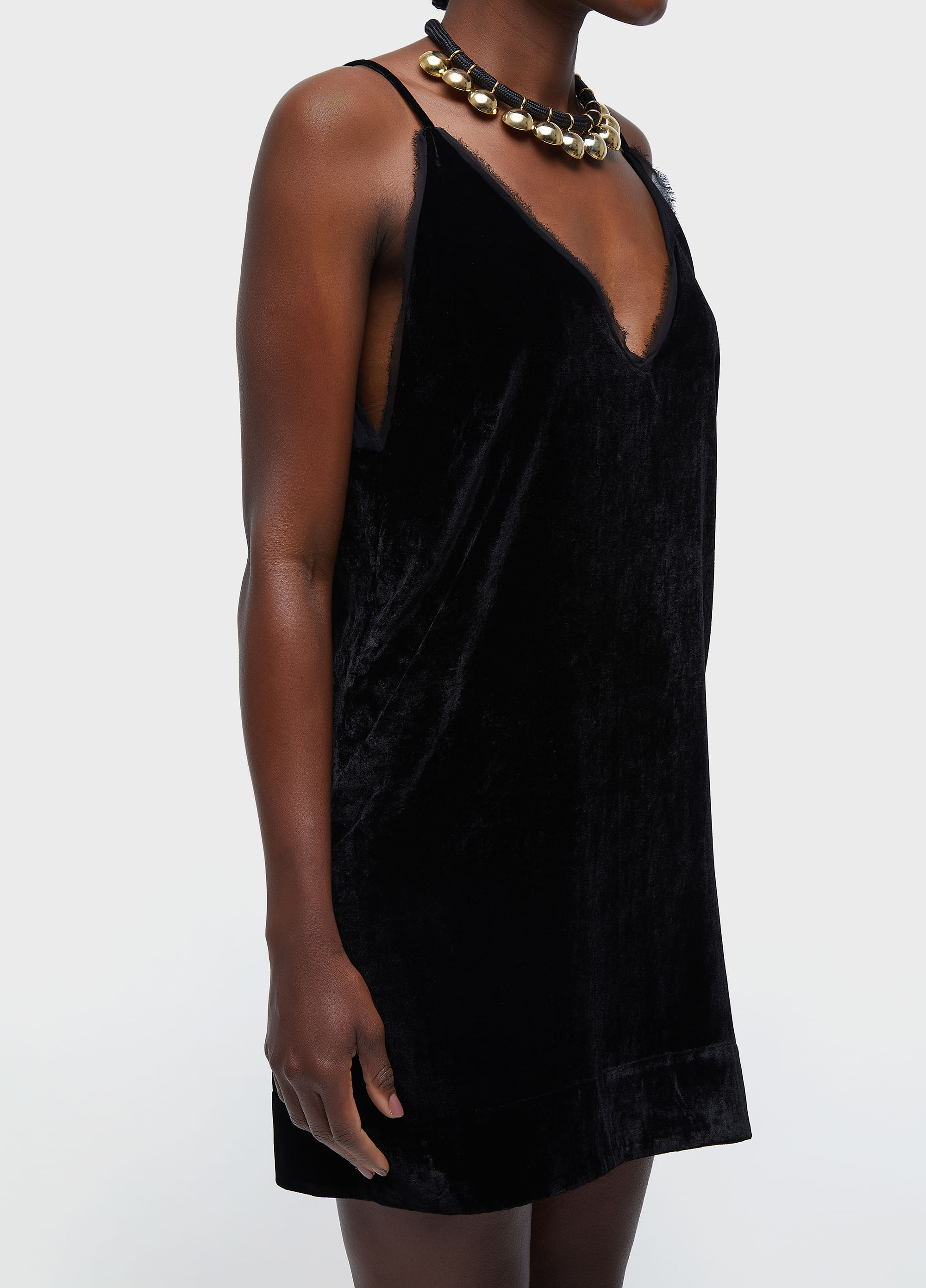 Vestido alças curto velvet