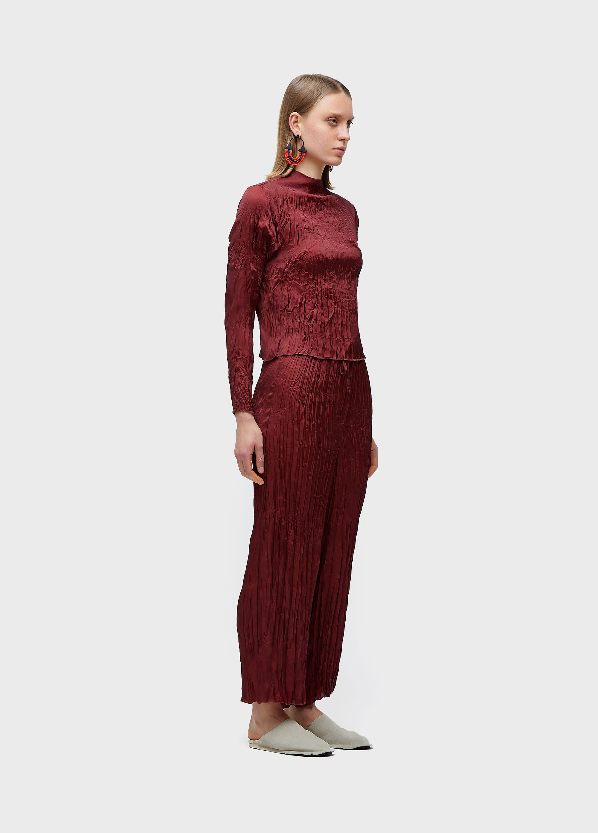 Blusa gola  wrinkled satin double