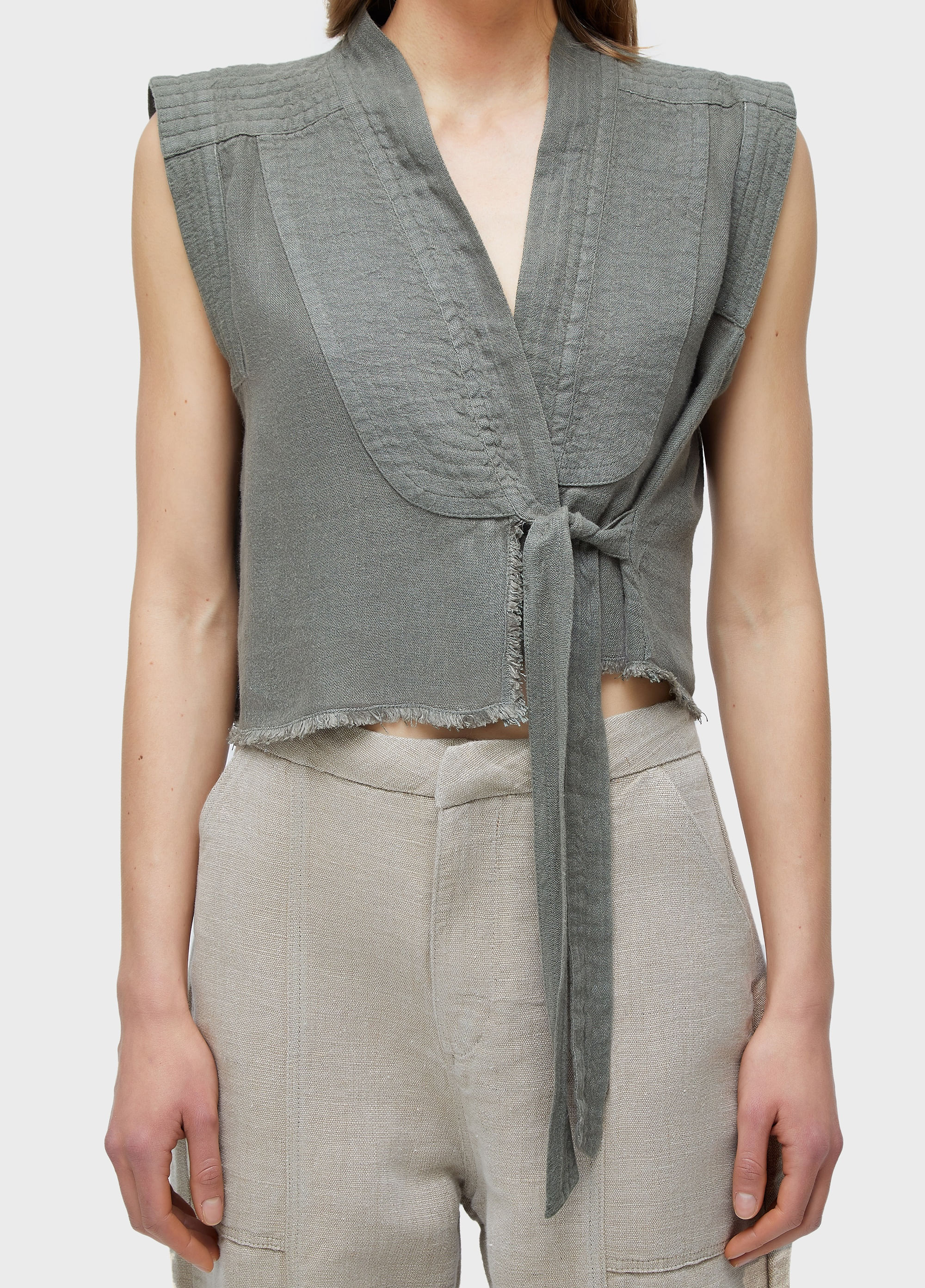 Blusa amarração linho reciclado
