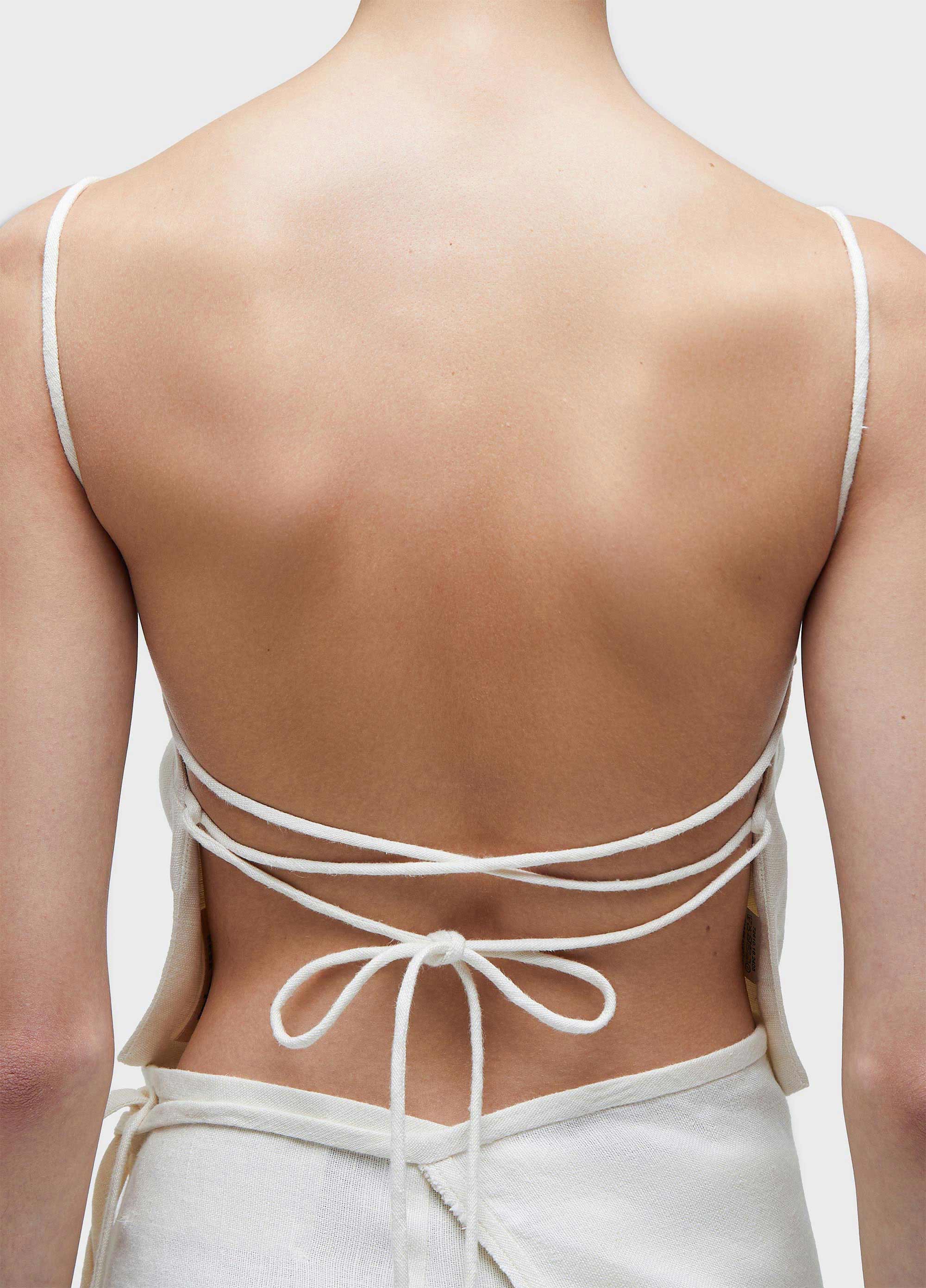 Top frente única linen
