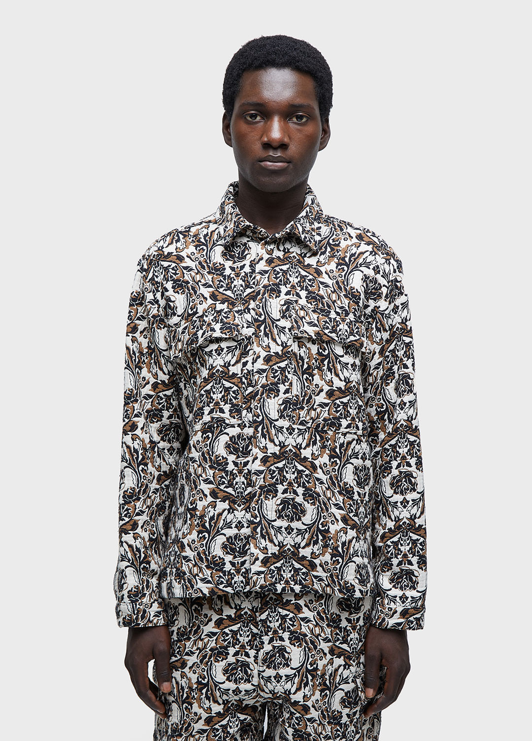Jaqueta double rose jacquard