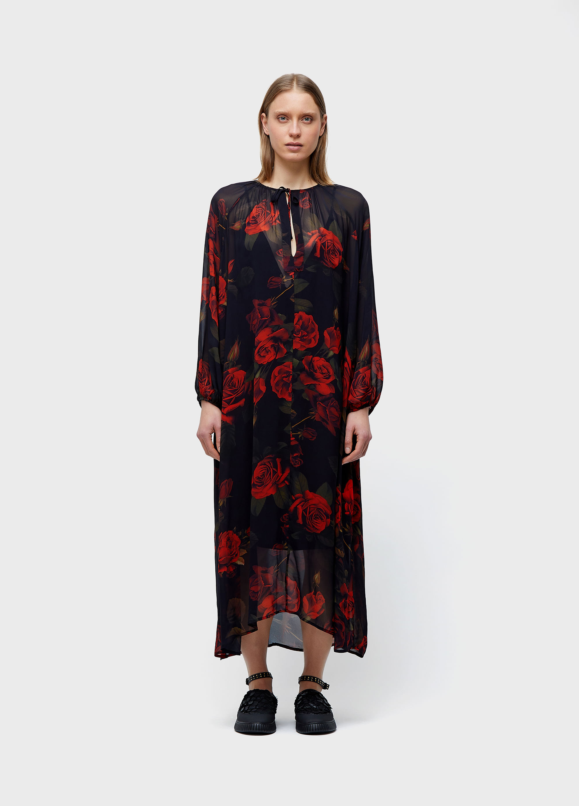 Vestido longo vintage rose