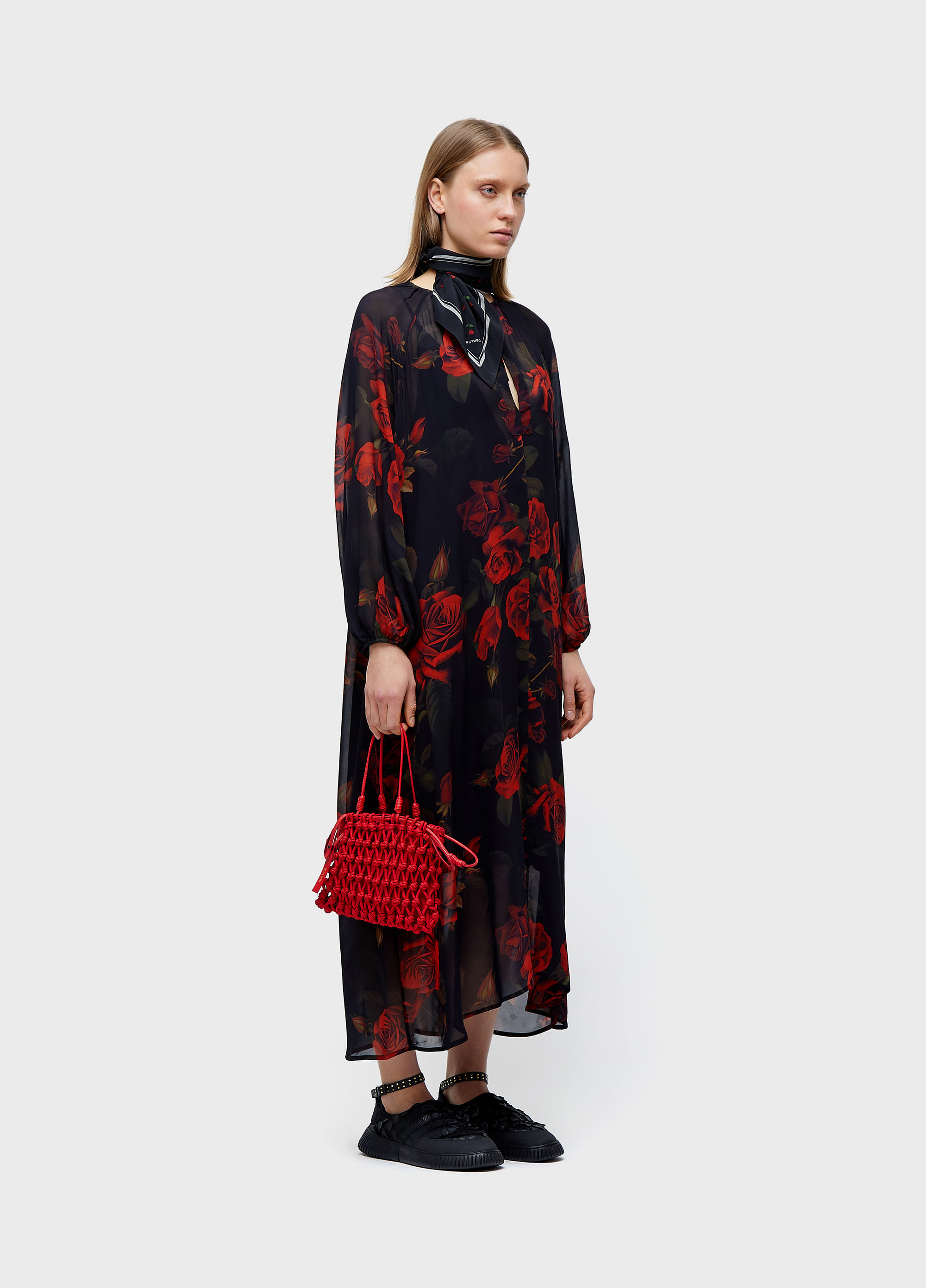 Vestido longo vintage rose