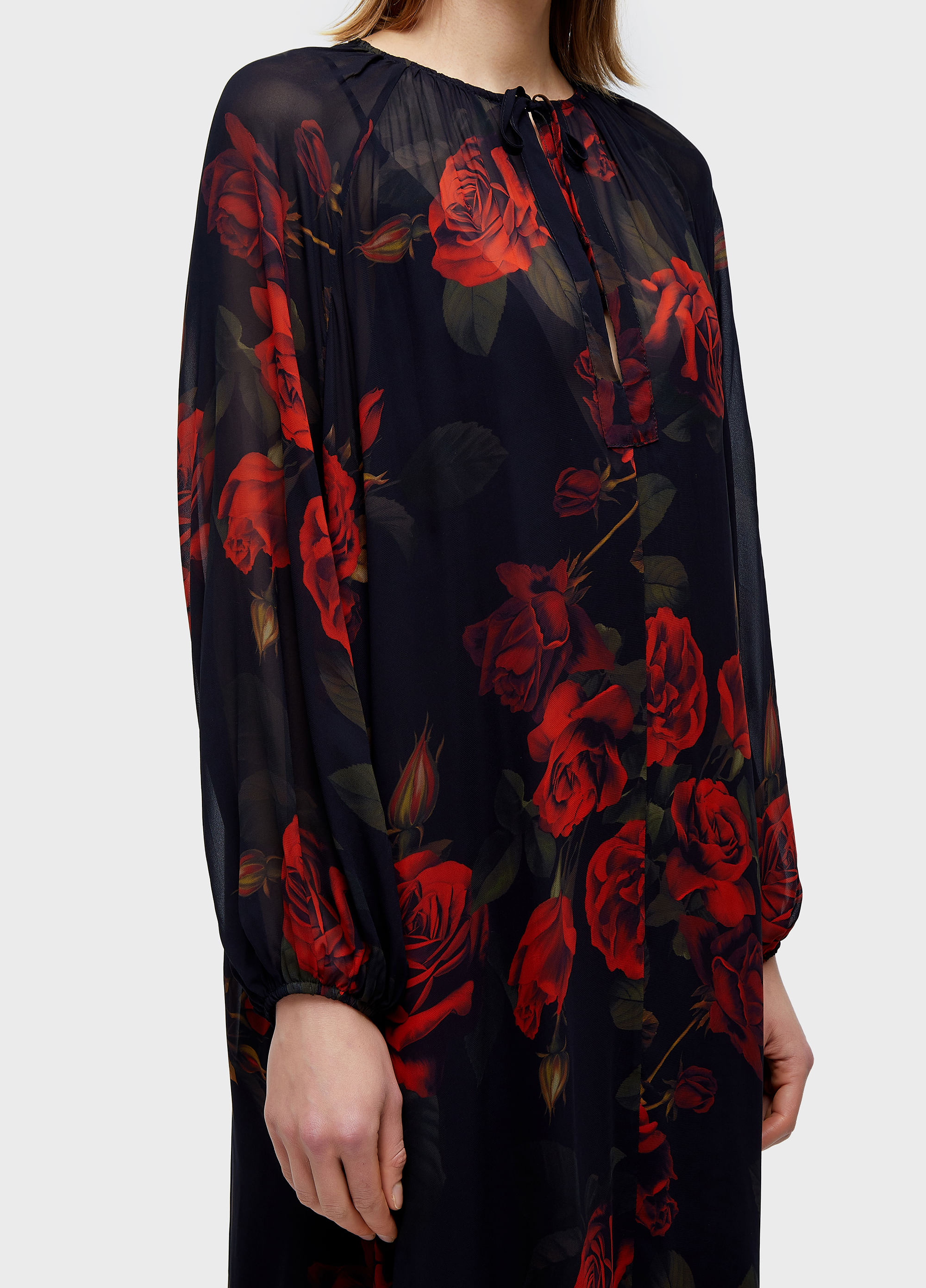 Vestido longo vintage rose