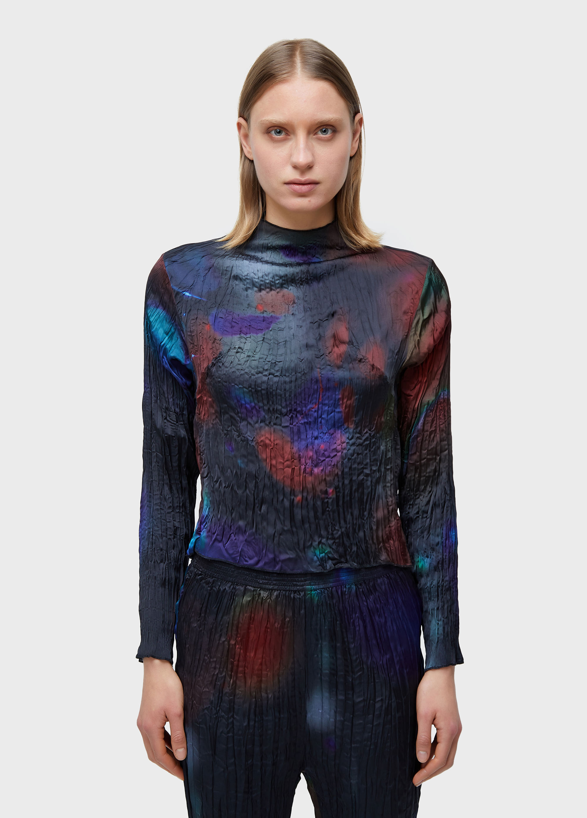Blusa  wrinkled satin rose blur double