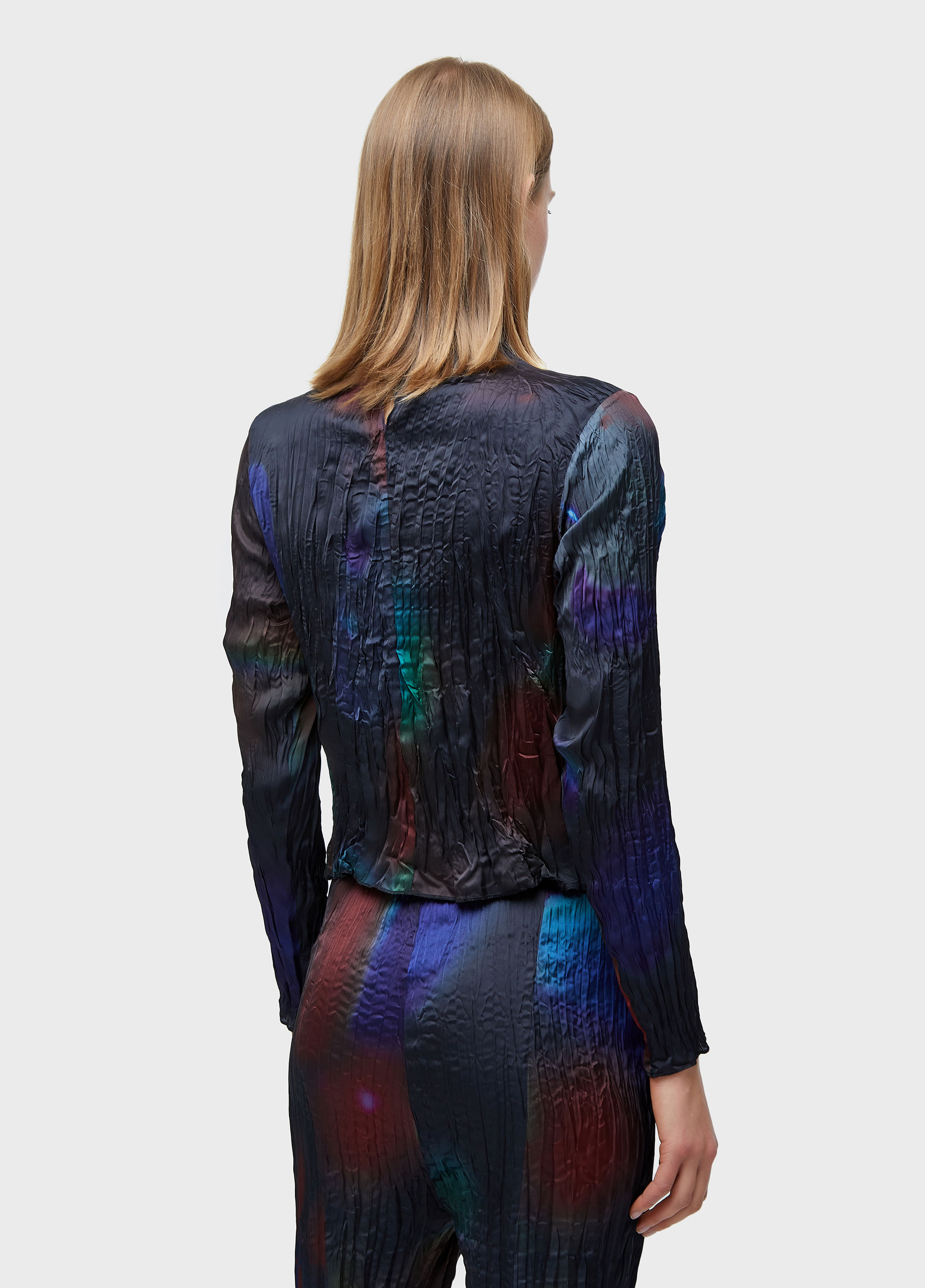 Blusa  wrinkled satin rose blur double