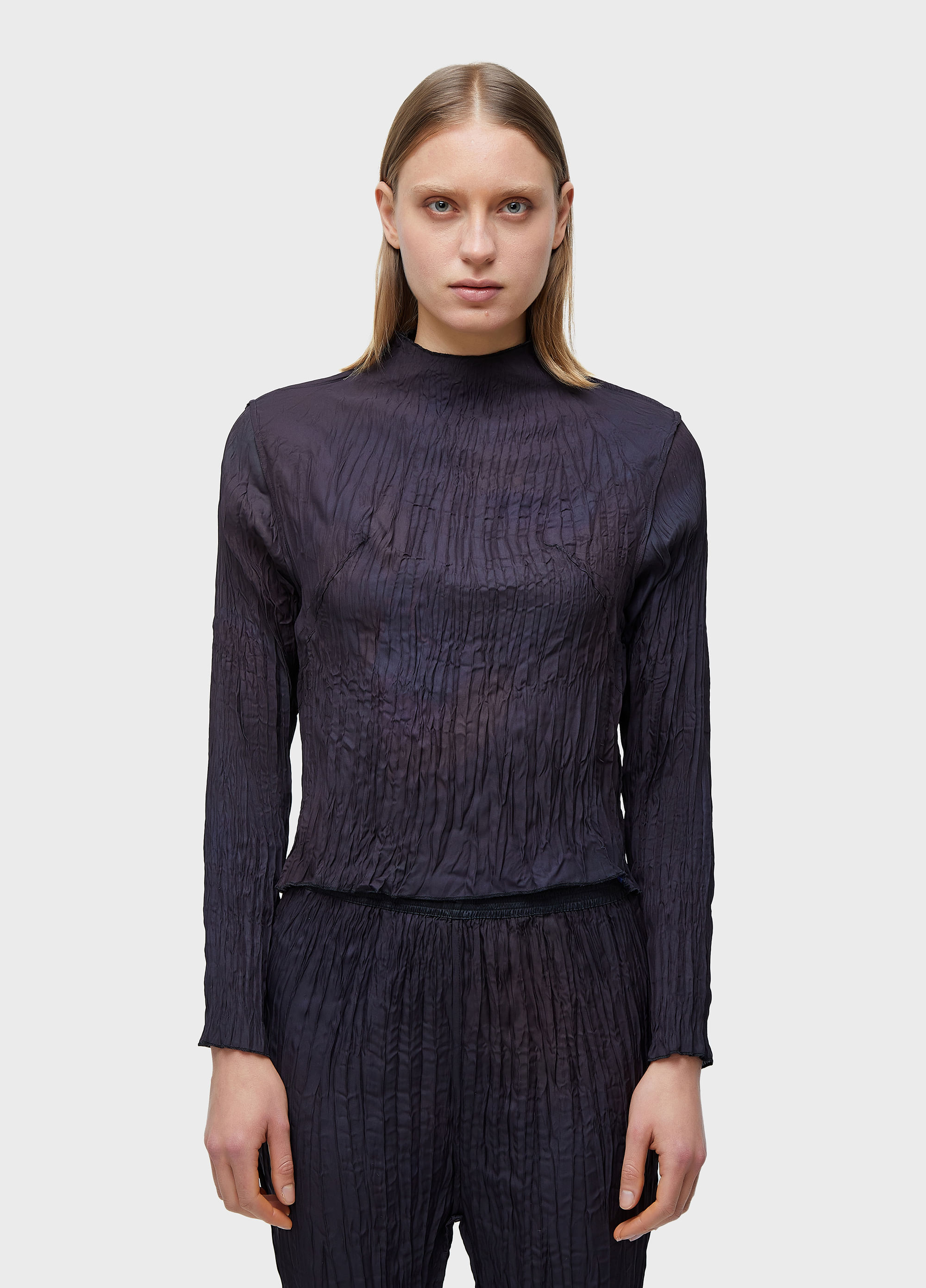 Blusa  wrinkled satin rose blur double