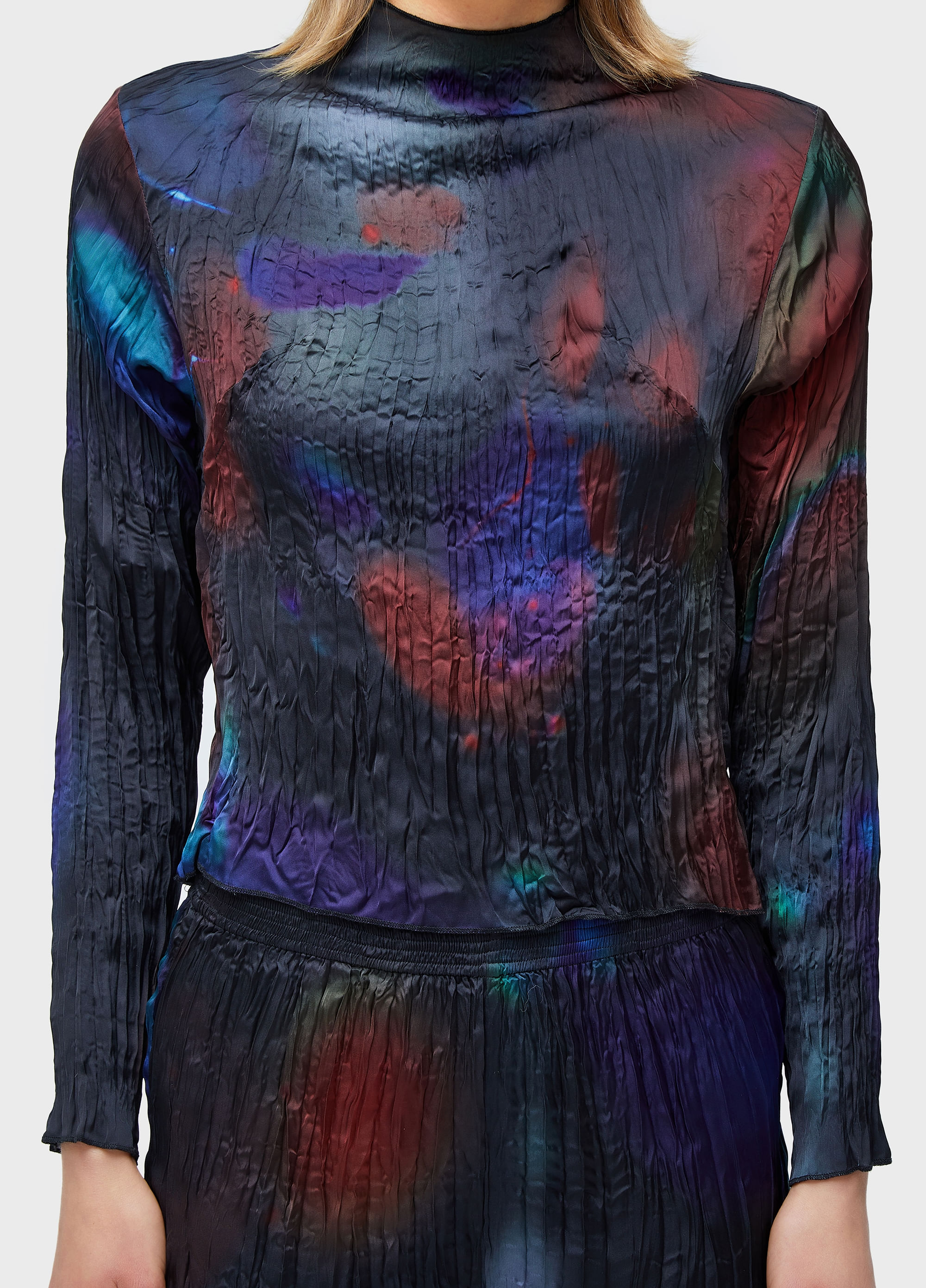 Blusa  wrinkled satin rose blur double