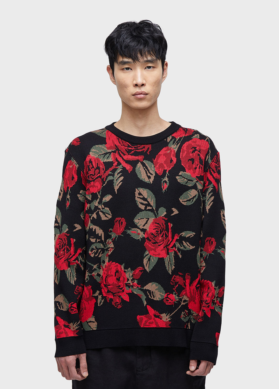 Sweater tricot jacquard vintage rose
