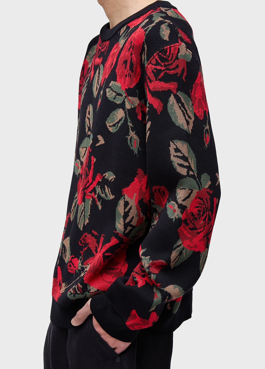 Sweater tricot jacquard vintage rose
