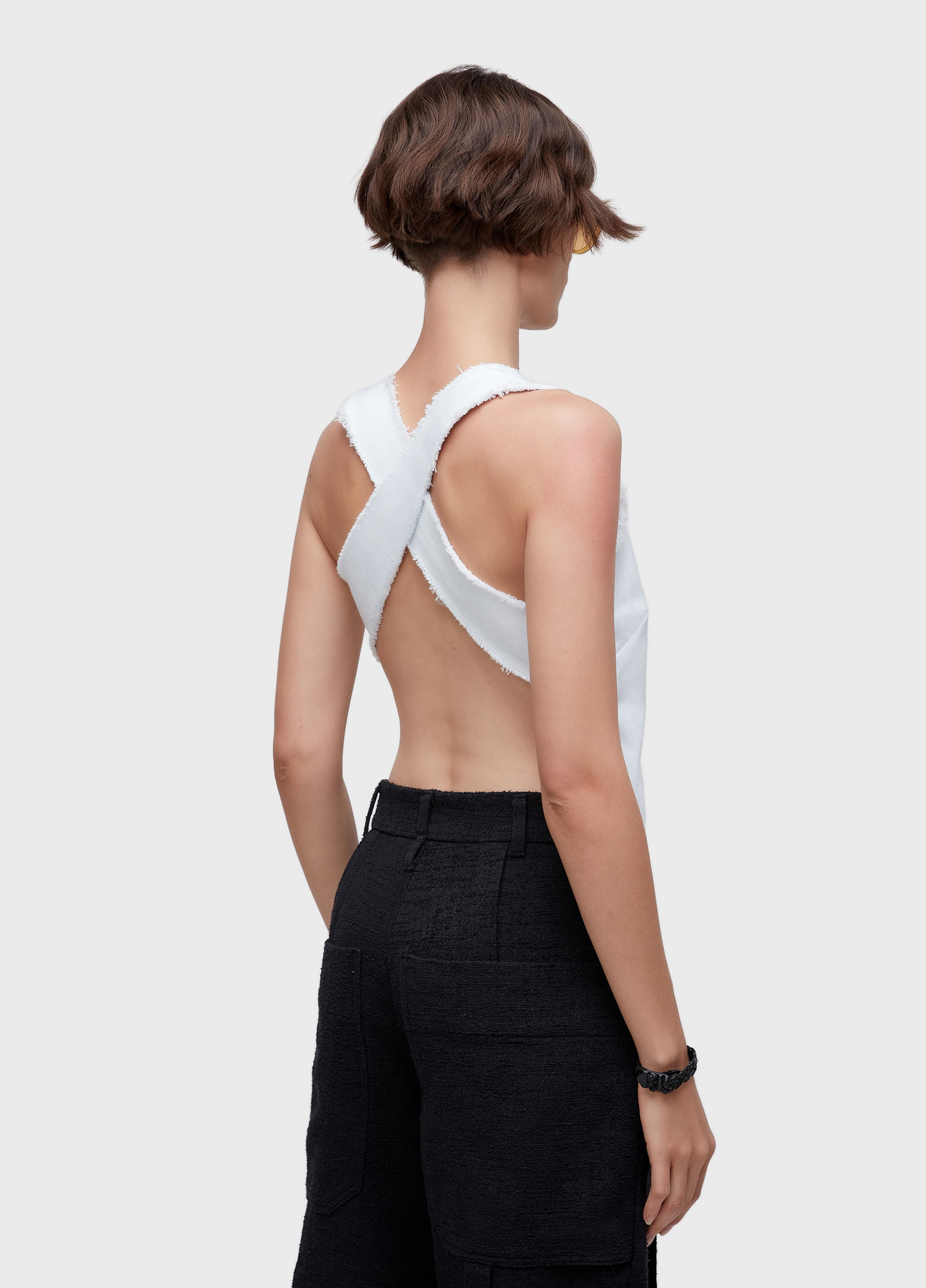 Blusa frente única white denim