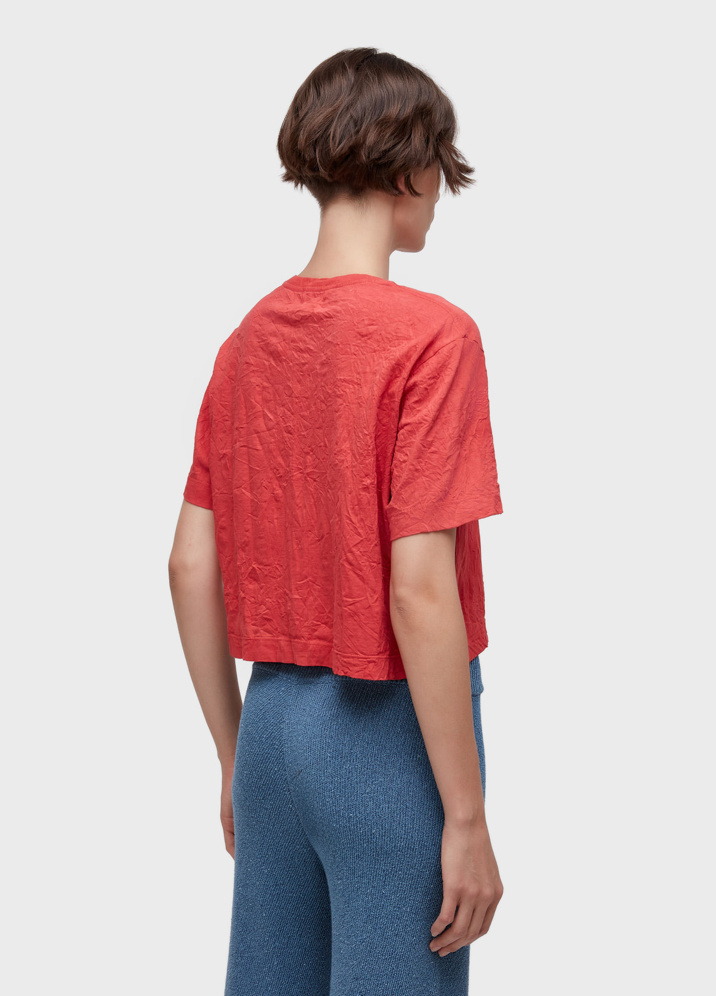 T-shirt cropped wrinkle