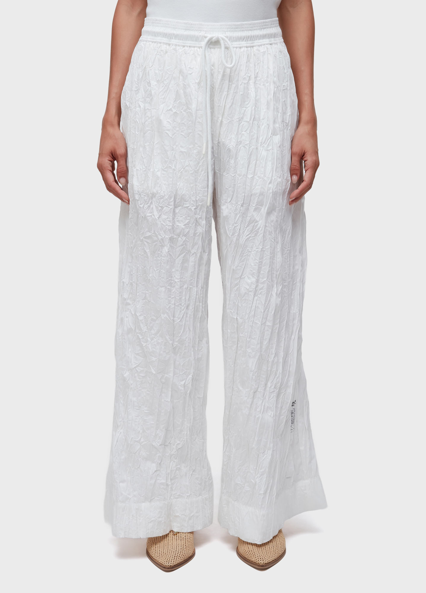 Calça reta wrinkle tricoline