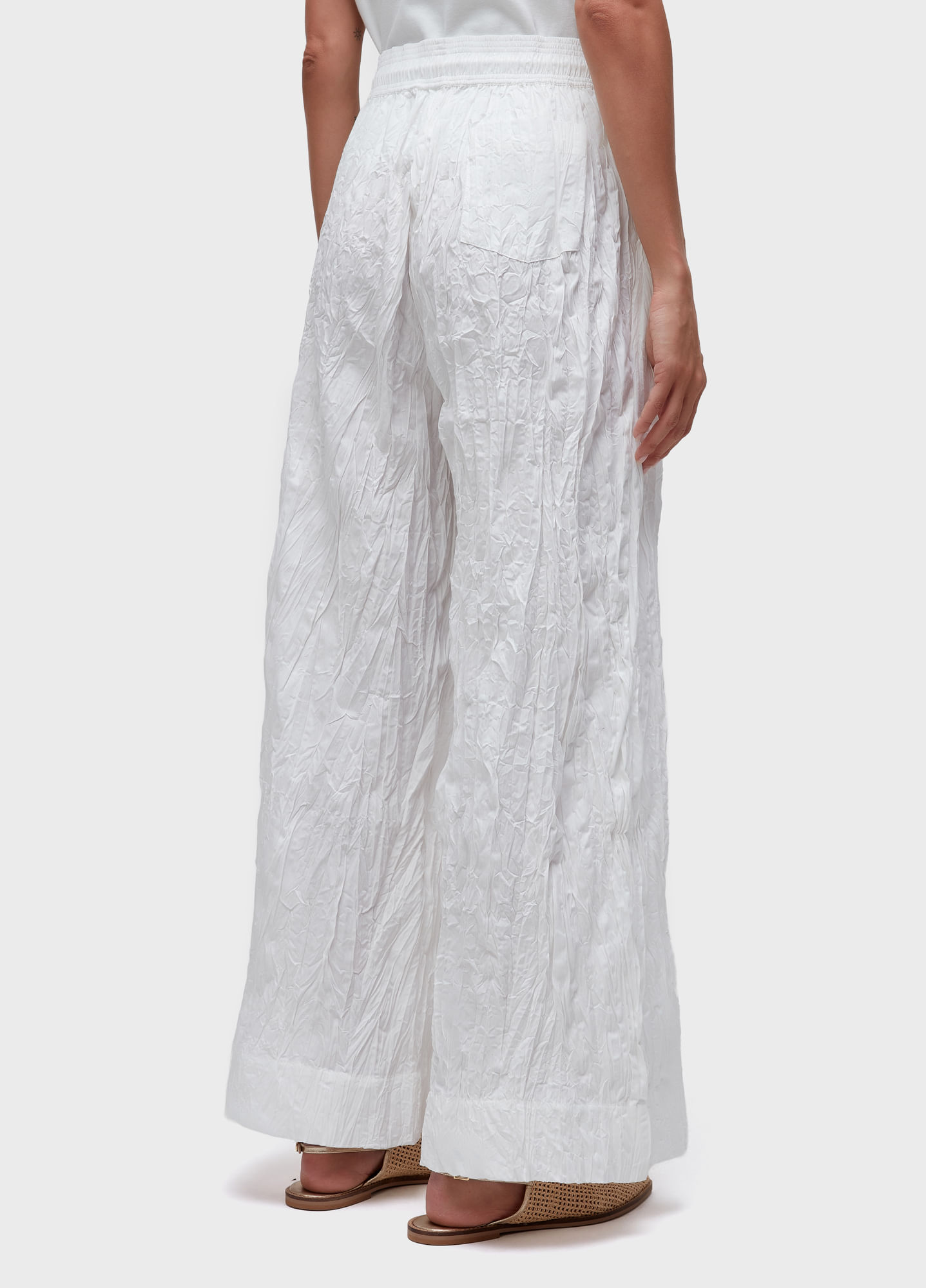 Calça reta wrinkle tricoline