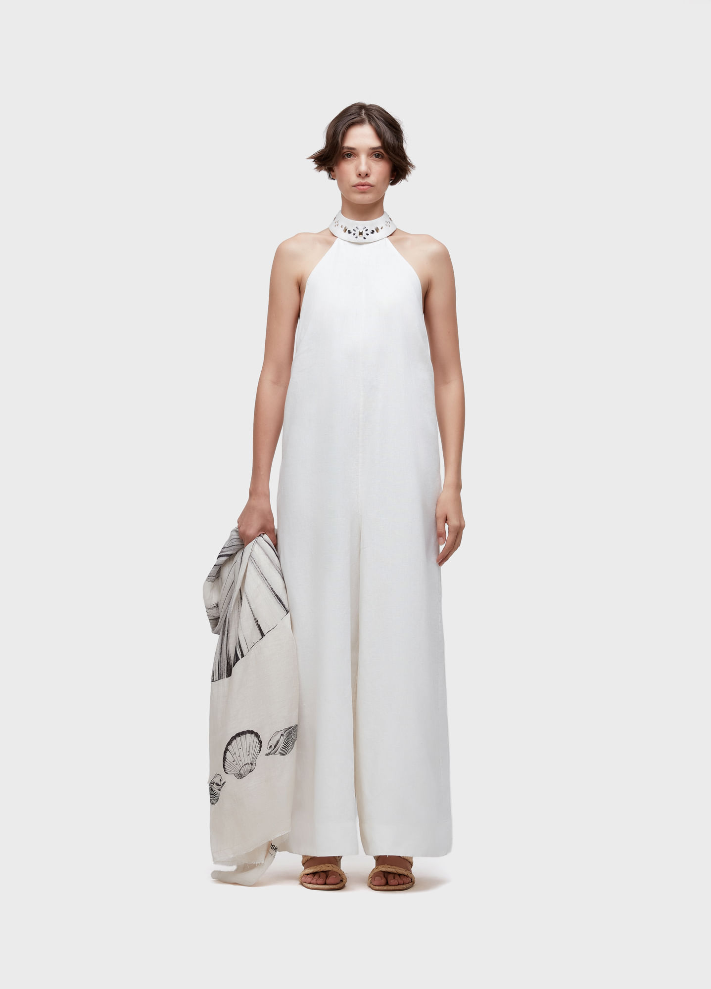 Macacão raglan gola cristais