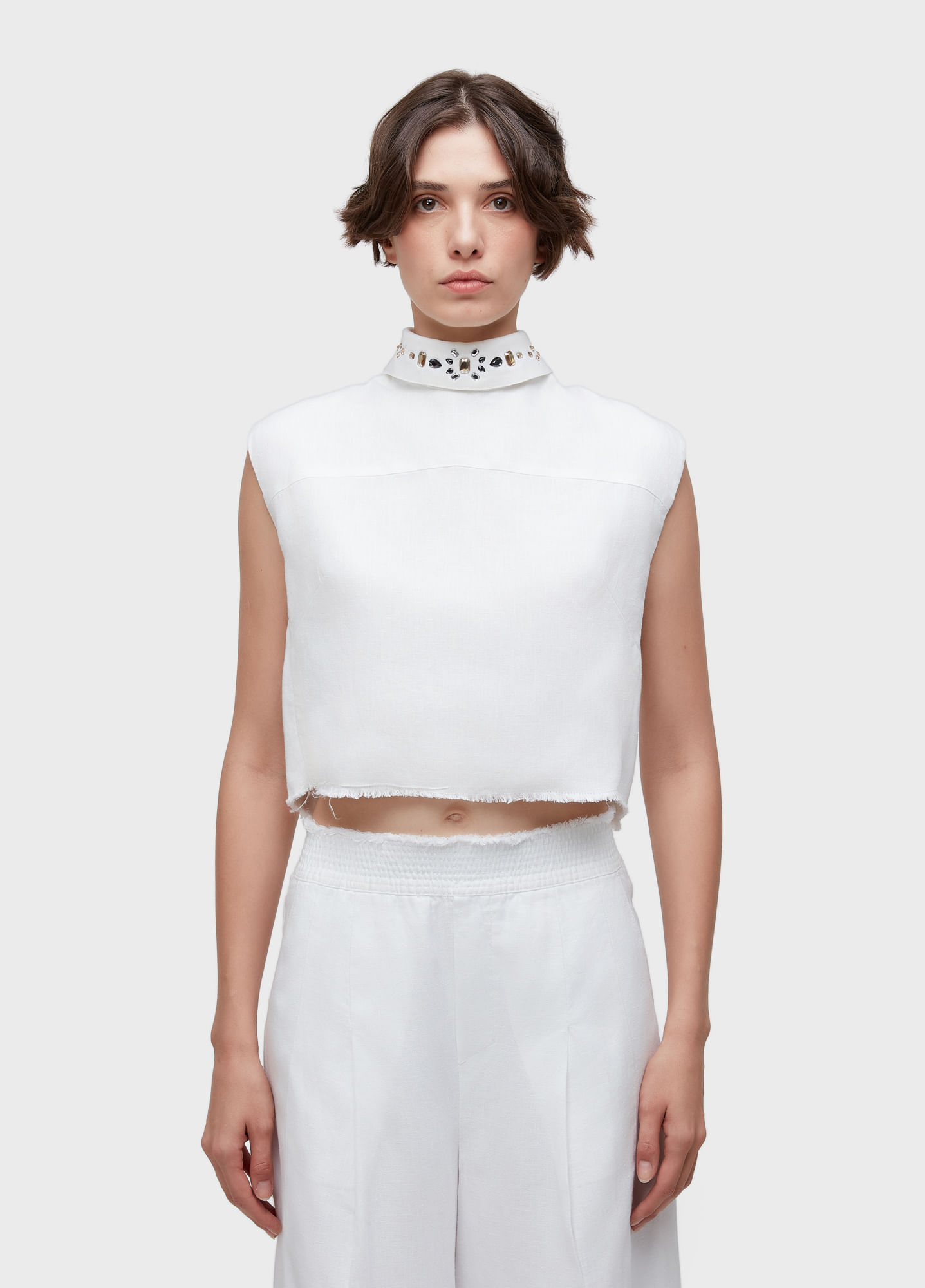 Blusa sleeveless linen cristais