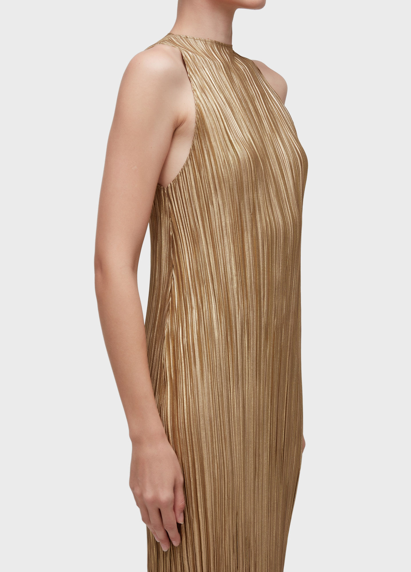 Vestido raglan longui plisse gold