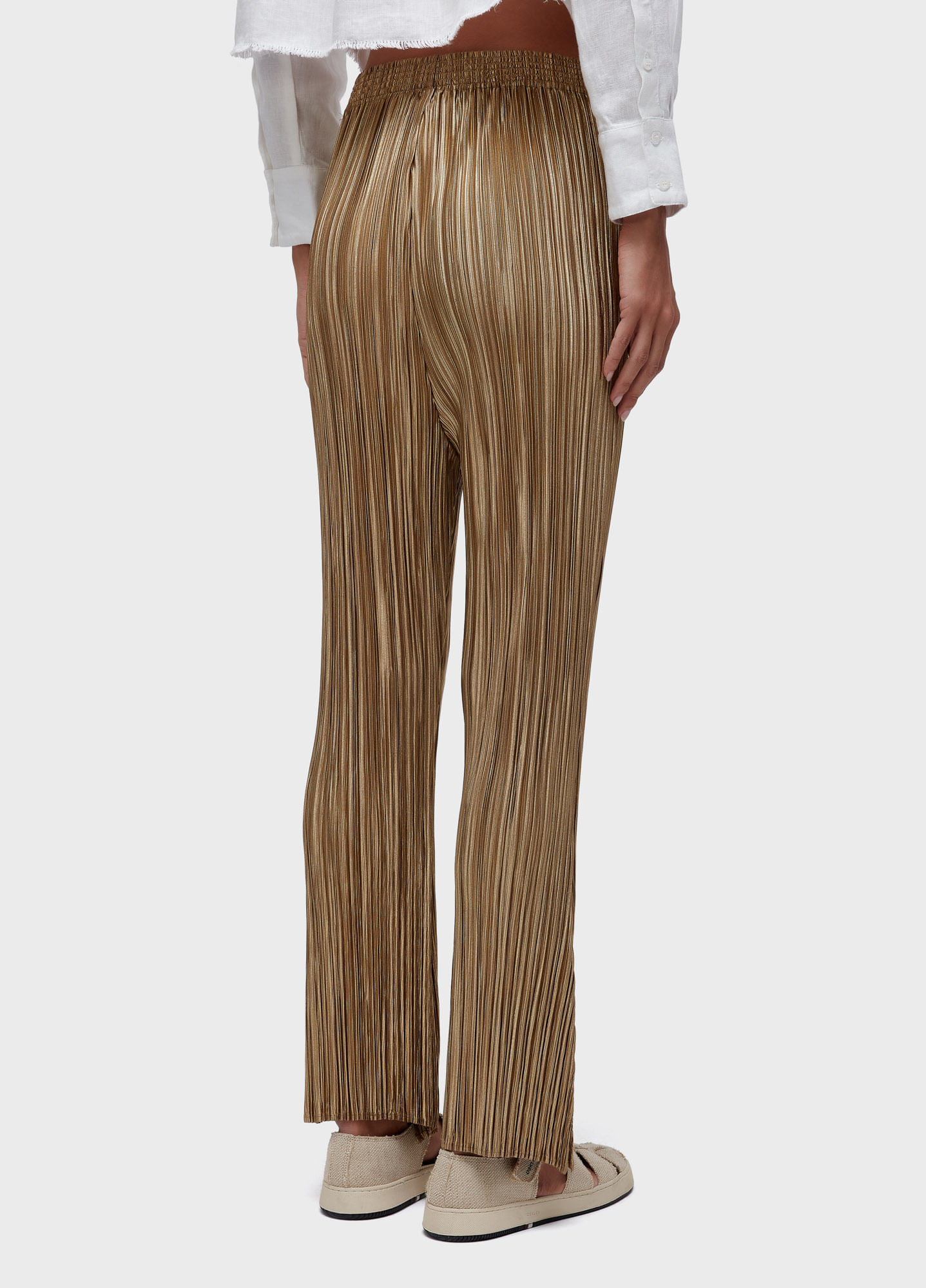 Calça reta plisse gold