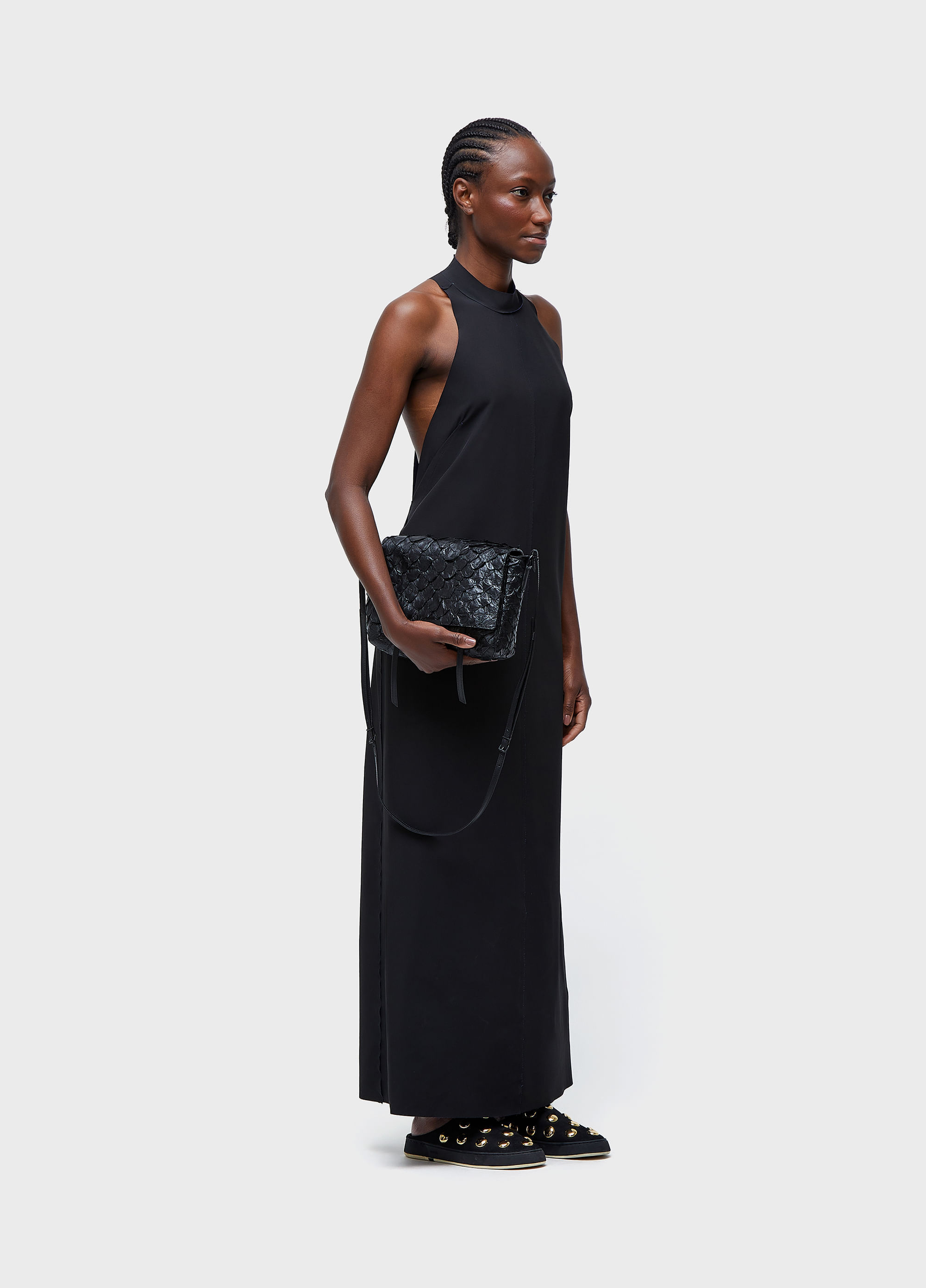 Pirarucu flap shoulder bag