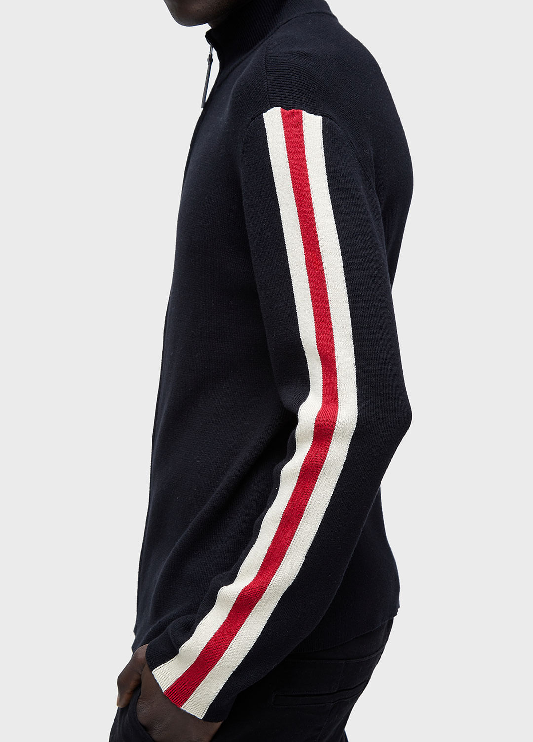 Mens zipped striped sweater